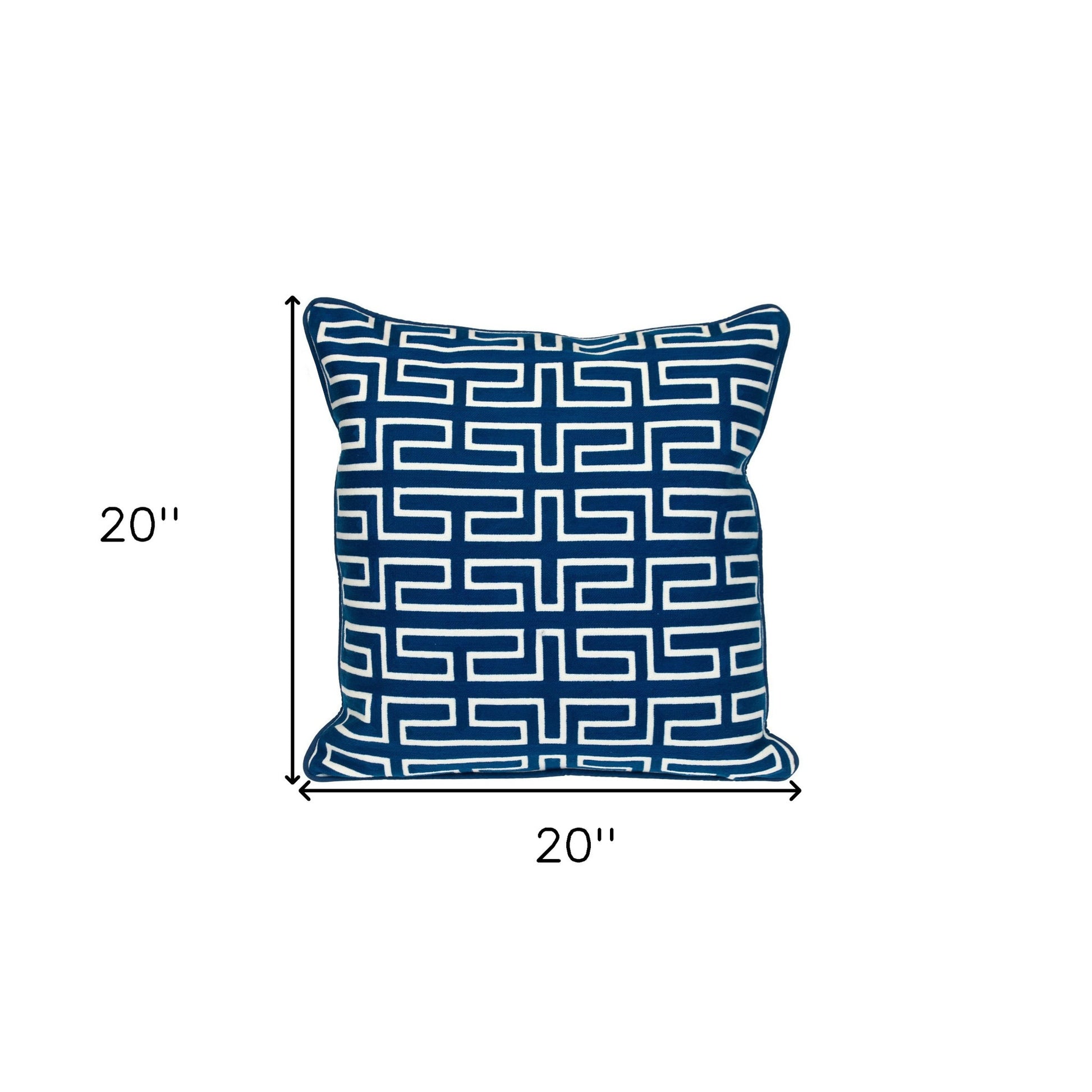 20" Blue Geometric Cotton Throw Pillow-Accent Throw Pillows-DECOROLALA