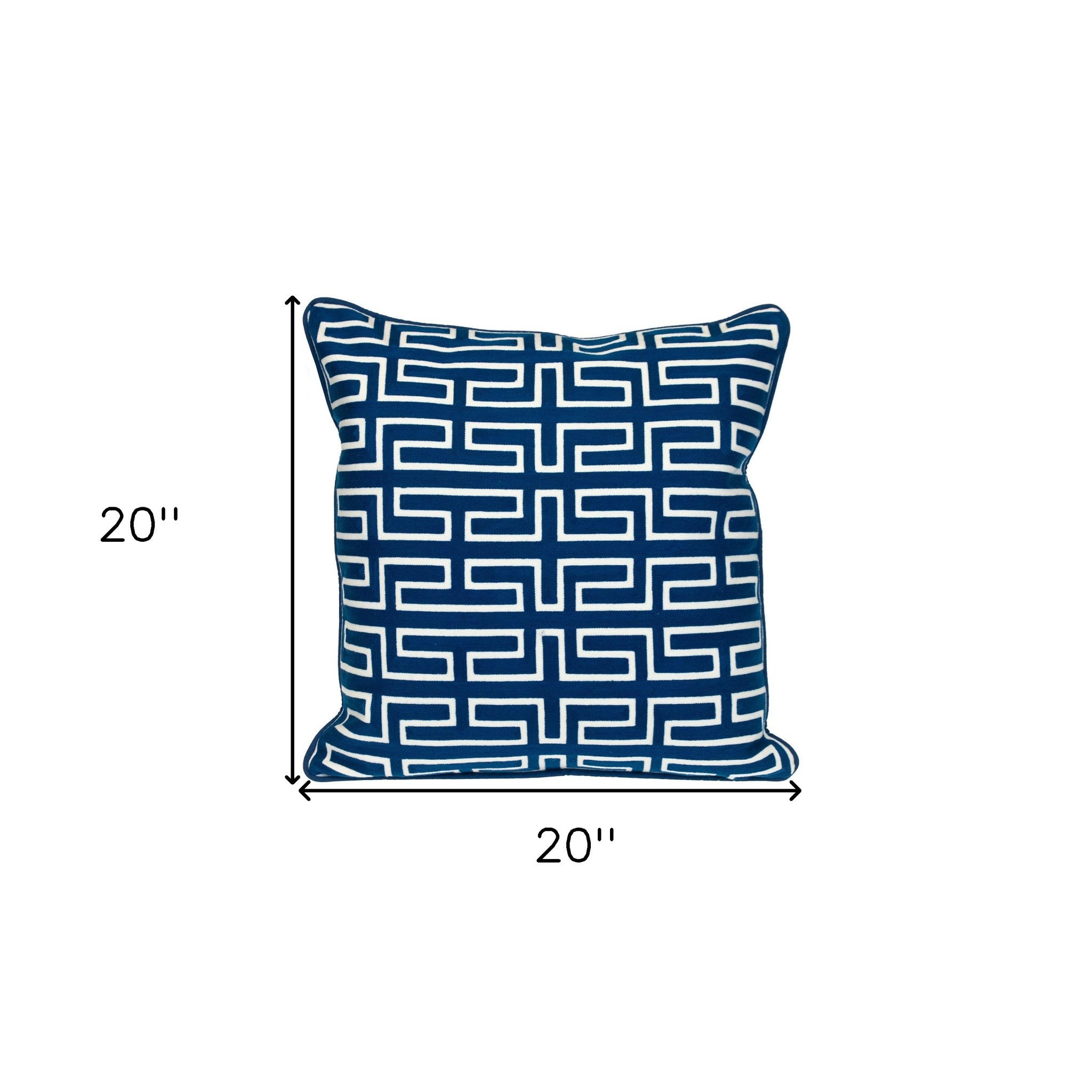 20" Blue Geometric Cotton Throw Pillow-Accent Throw Pillows-DECOROLALA