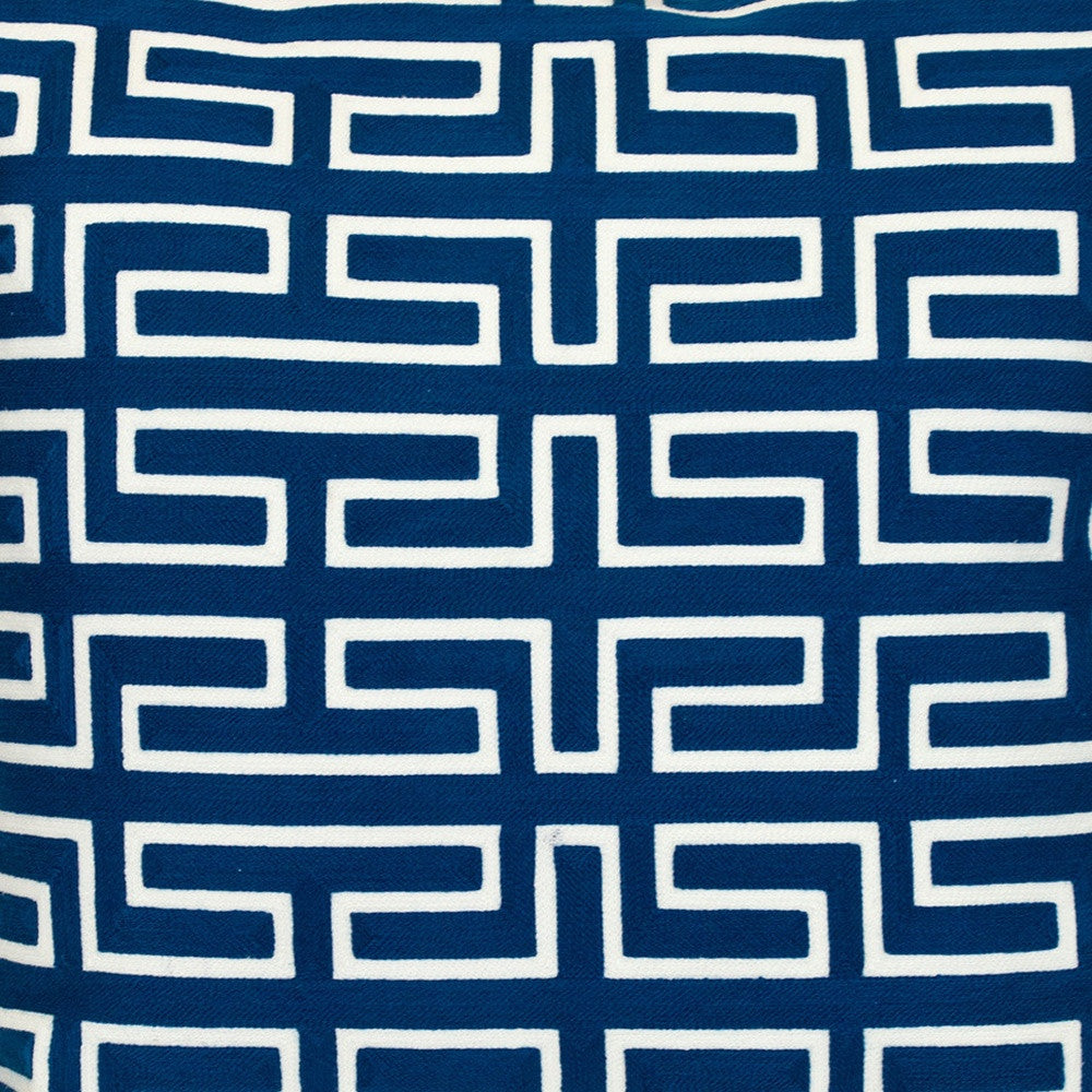 20" Blue Geometric Cotton Throw Pillow-Accent Throw Pillows-DECOROLALA