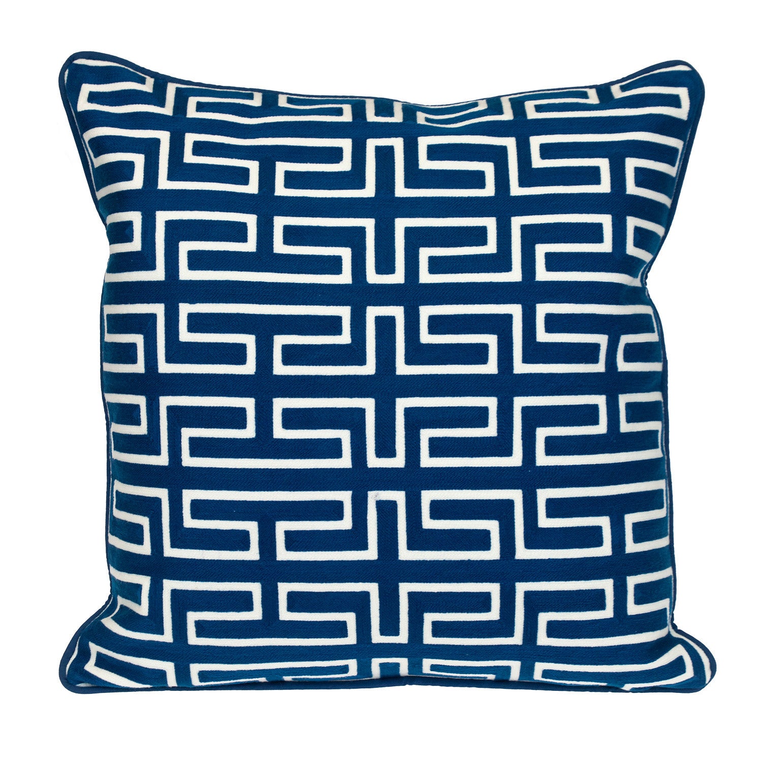 20" Blue Geometric Cotton Throw Pillow-Accent Throw Pillows-DECOROLALA