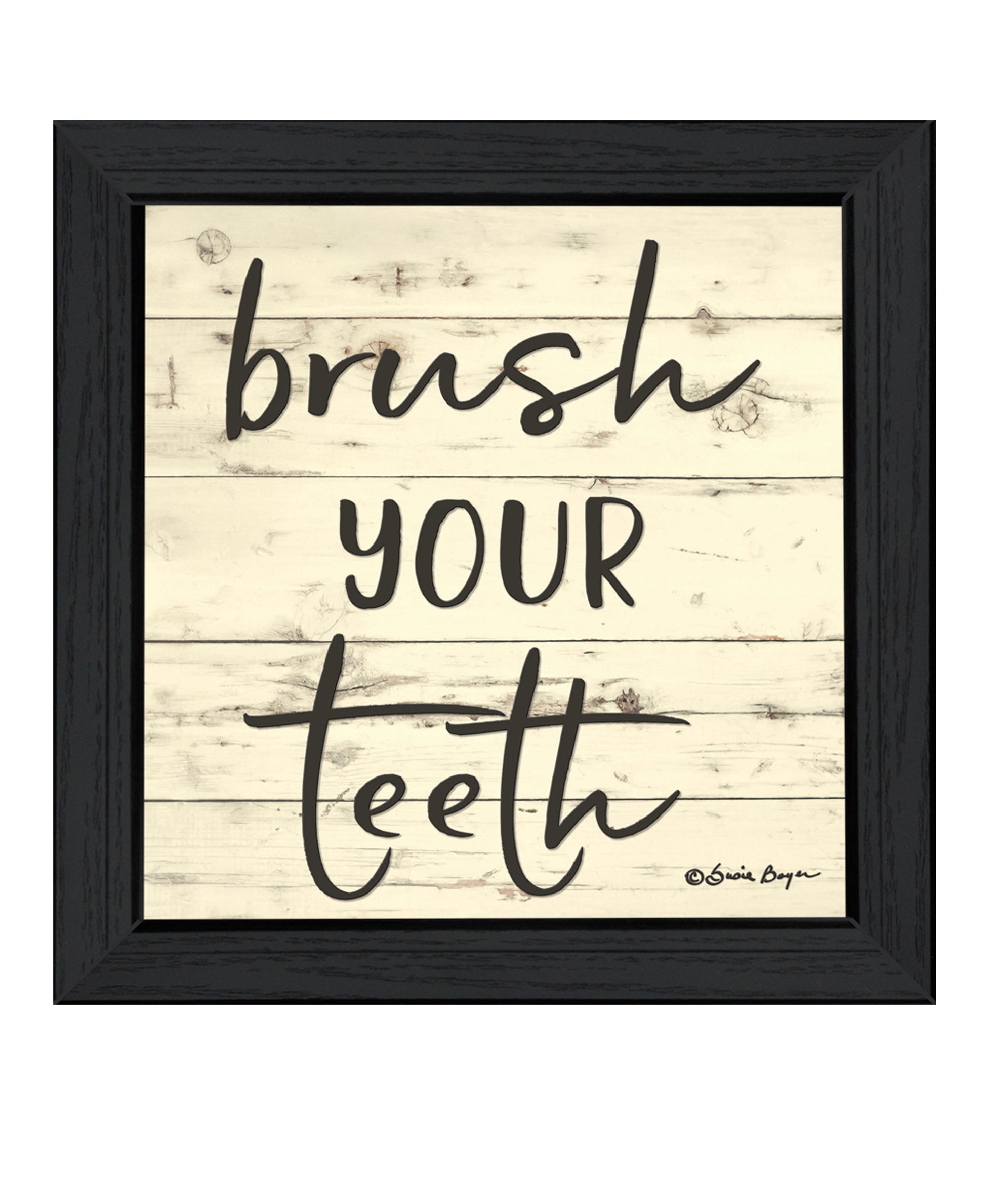 Brush your Teeth Black Framed Print Bathroom Wall Art-1