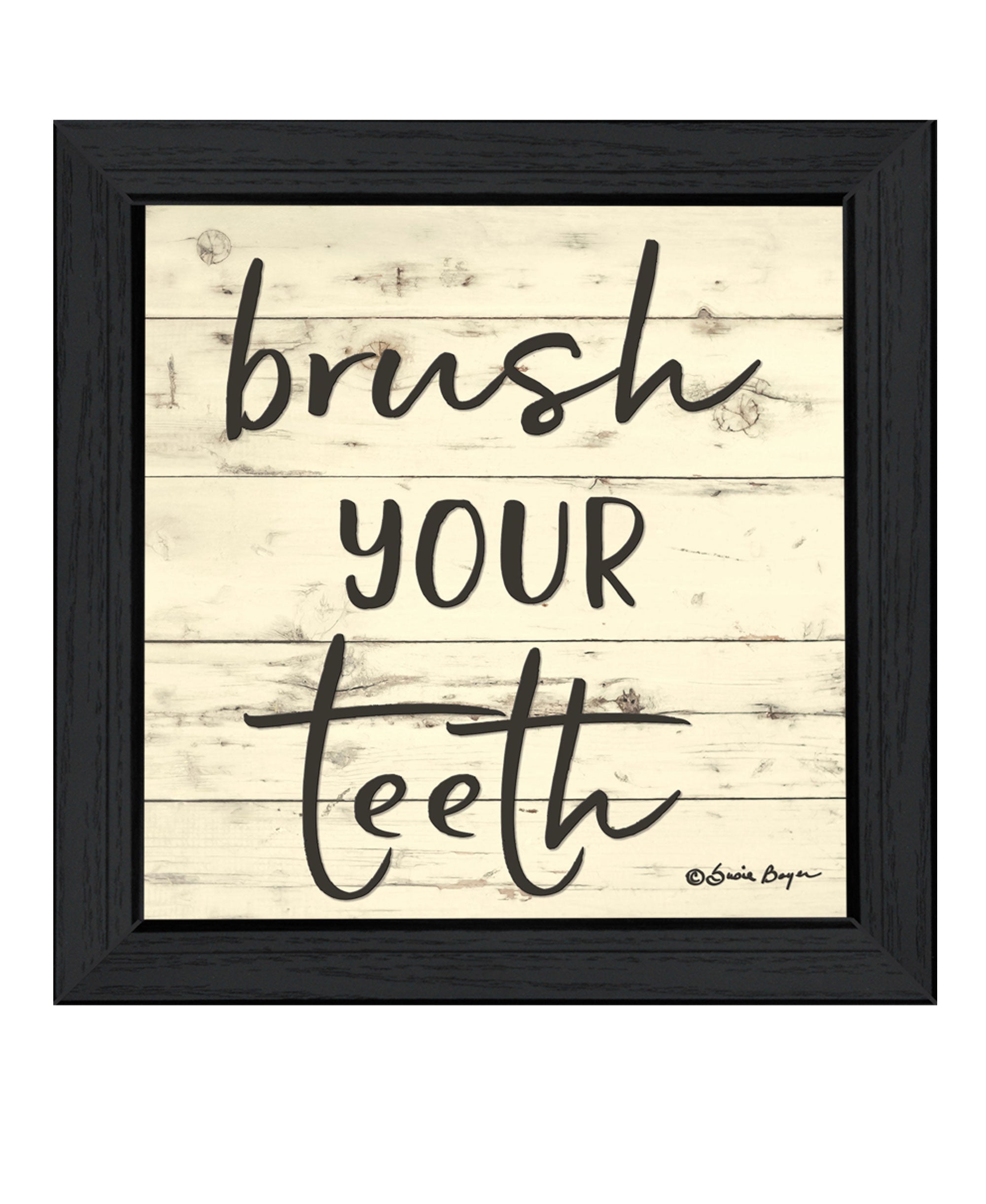 Brush your Teeth Black Framed Print Bathroom Wall Art-1