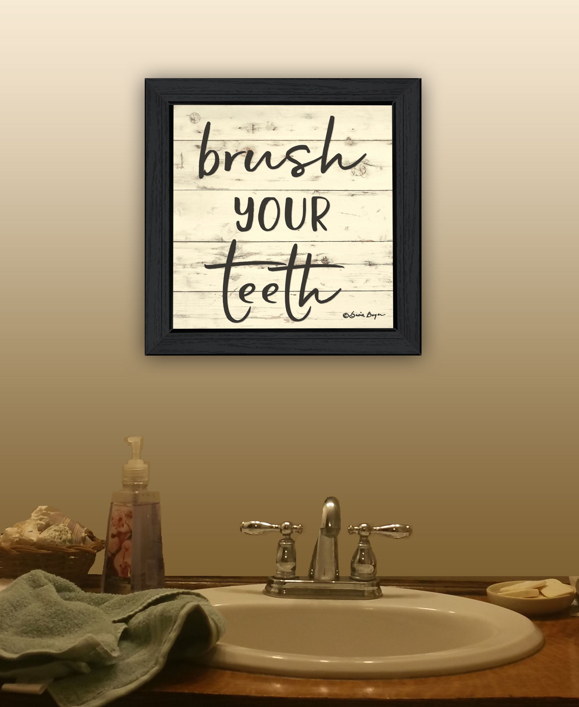 Brush your Teeth Black Framed Print Bathroom Wall Art-2