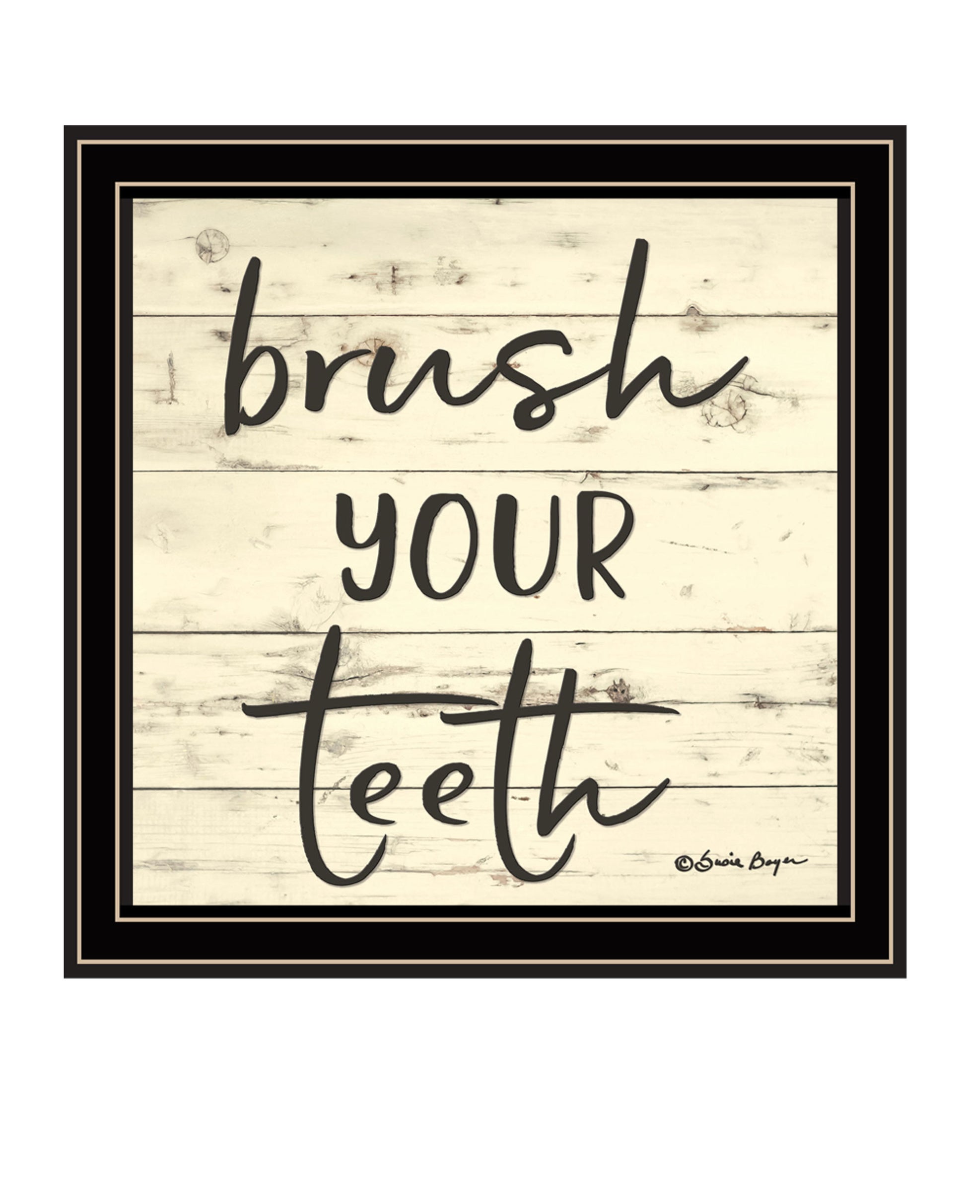 Brush your Teeth Black Framed Print Bathroom Wall Art-1