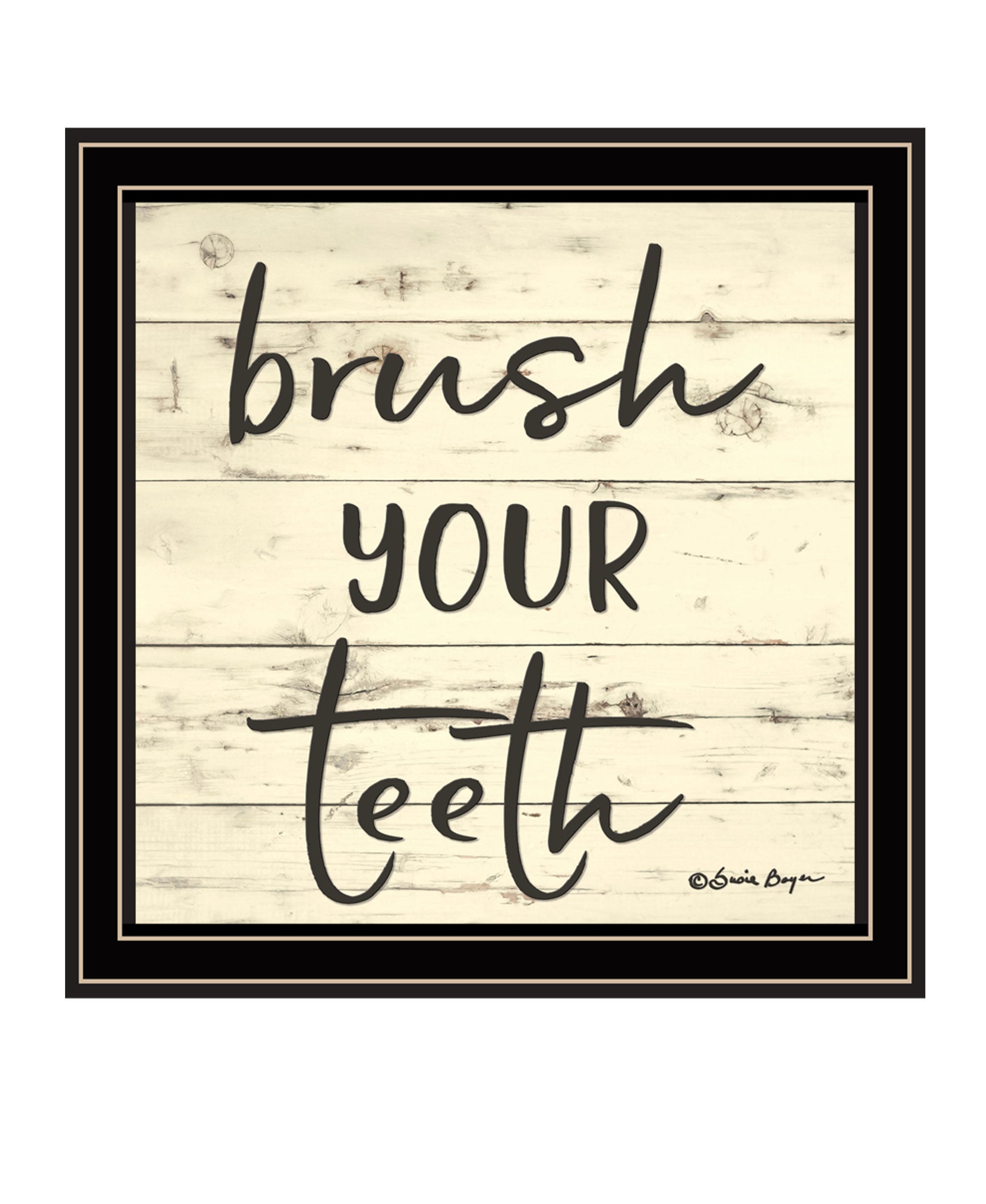 Brush your Teeth Black Framed Print Bathroom Wall Art-1