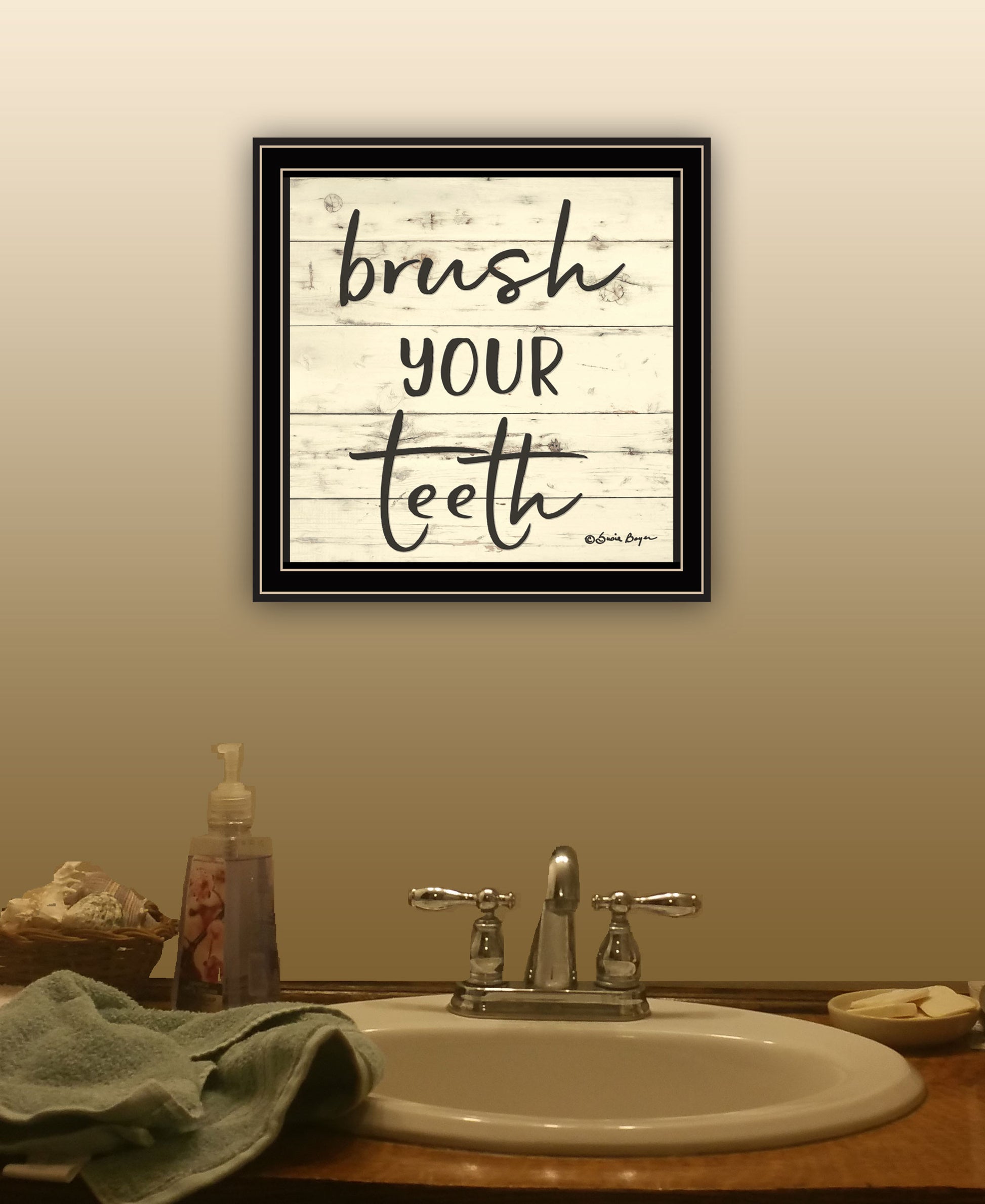 Brush your Teeth Black Framed Print Bathroom Wall Art-2