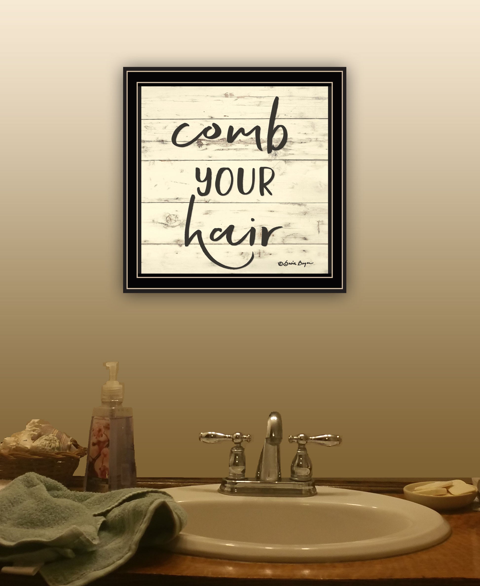 Comb Your Hair Black Framed Print Bathroom Wall Art-4