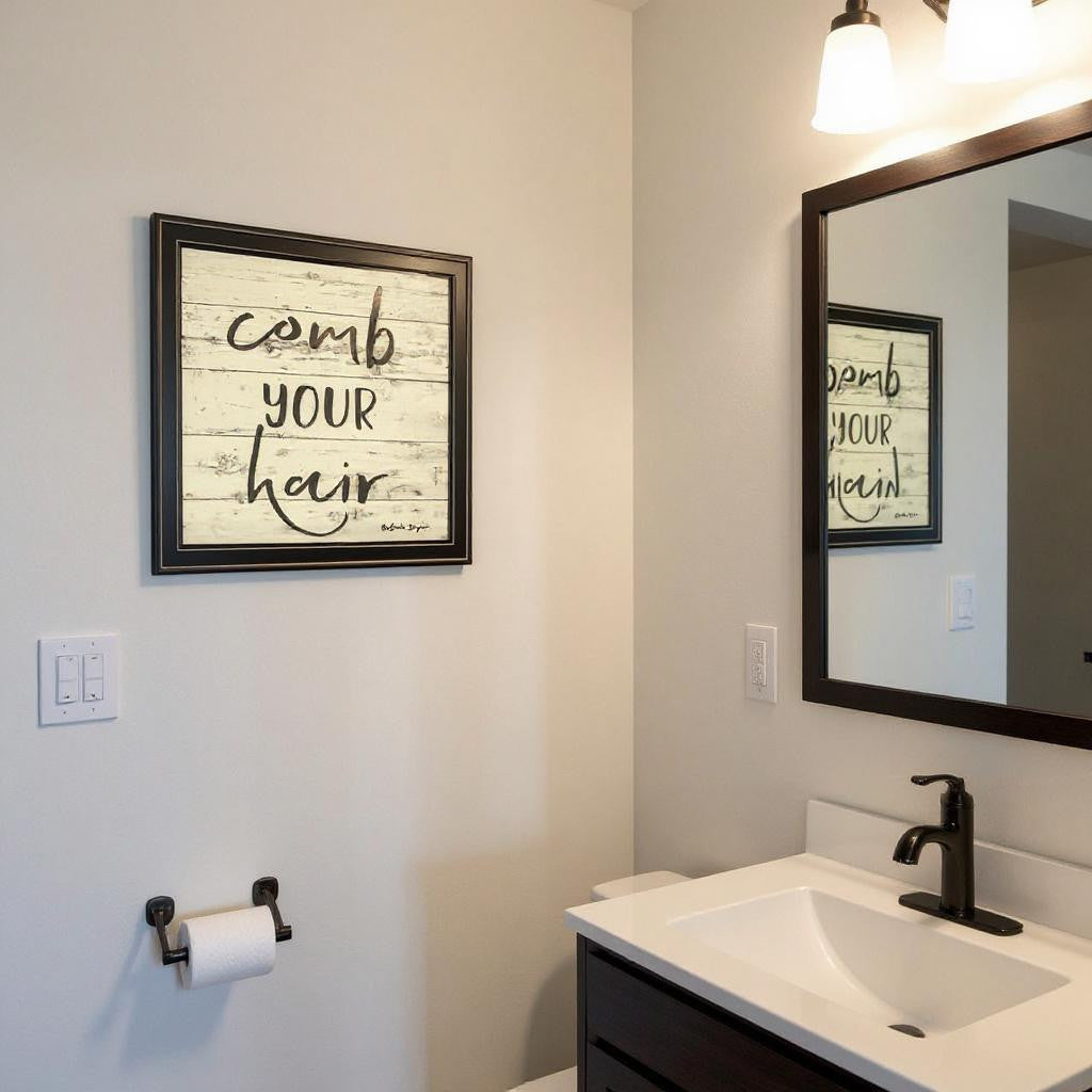 Comb Your Hair Black Framed Print Bathroom Wall Art-1