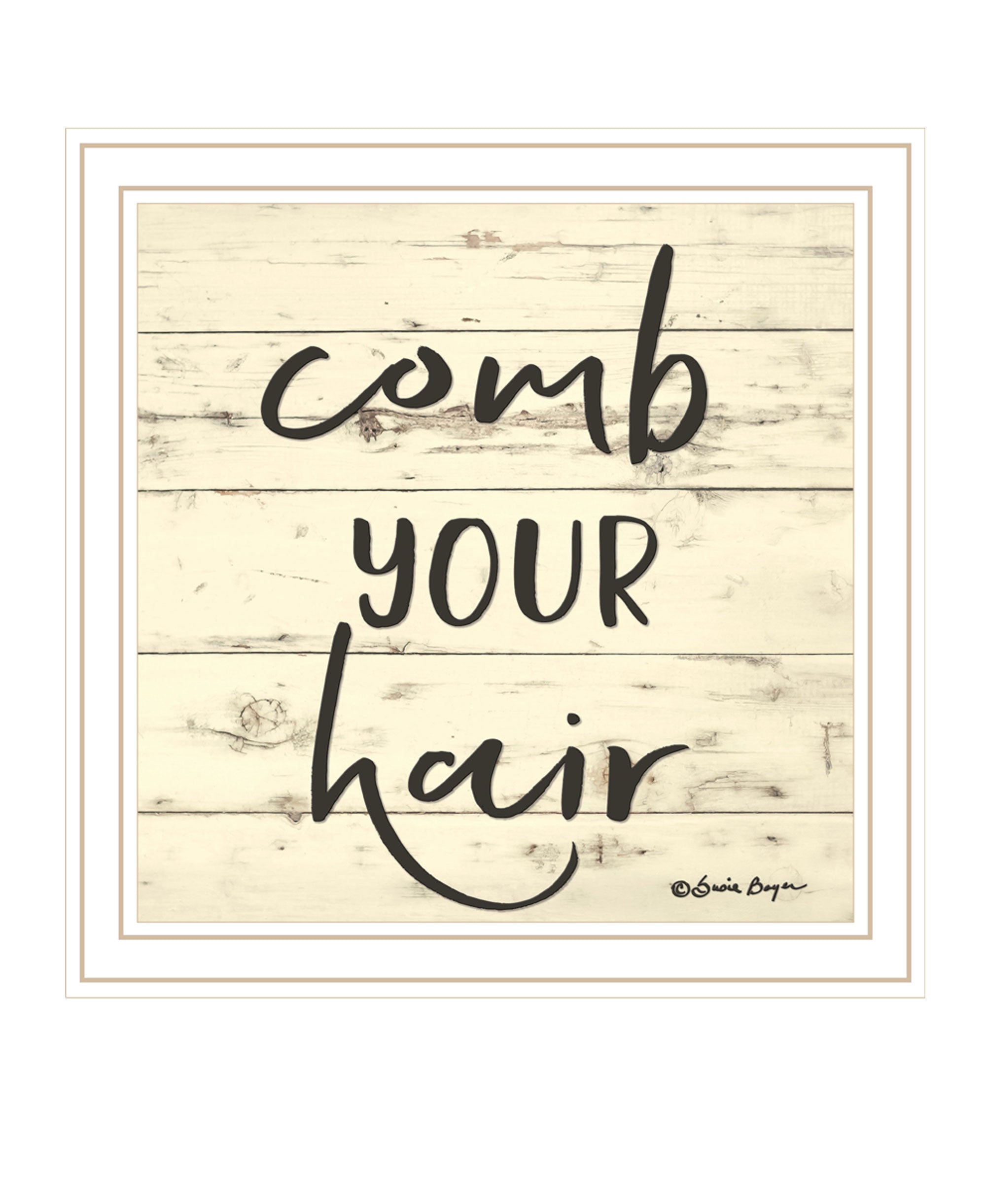 Comb Your Hair White Framed Print Bathroom Wall Art-1
