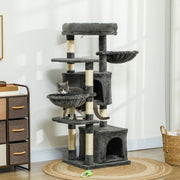 52.5" Cat Tree Tower with Condos and Hammocks - Dark Grey-Cats-DECOROLALA