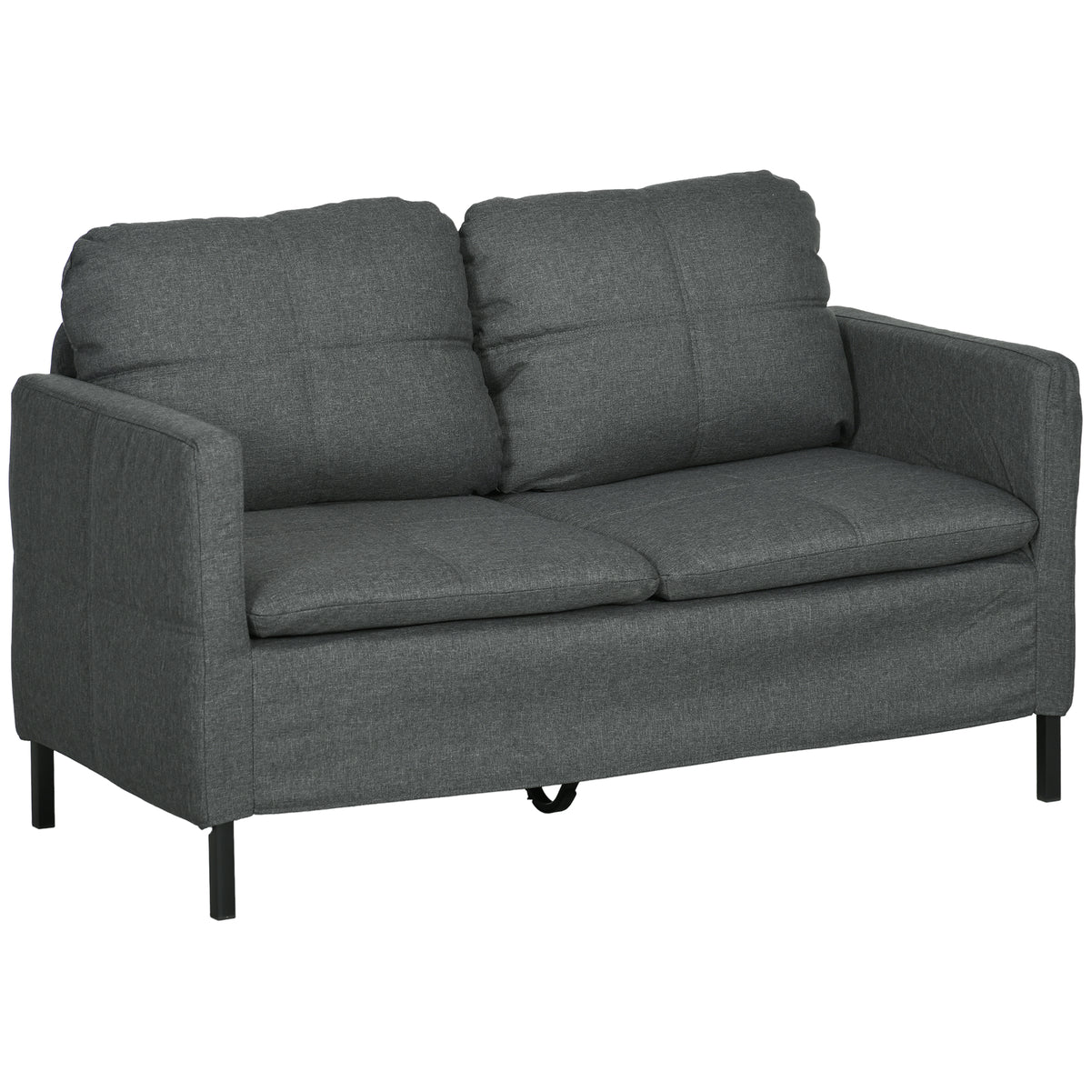 53" 2 Seat Sofa - Dark Grey, Steel Legs, Comfortable, Small Space-Sofas-DECOROLALA