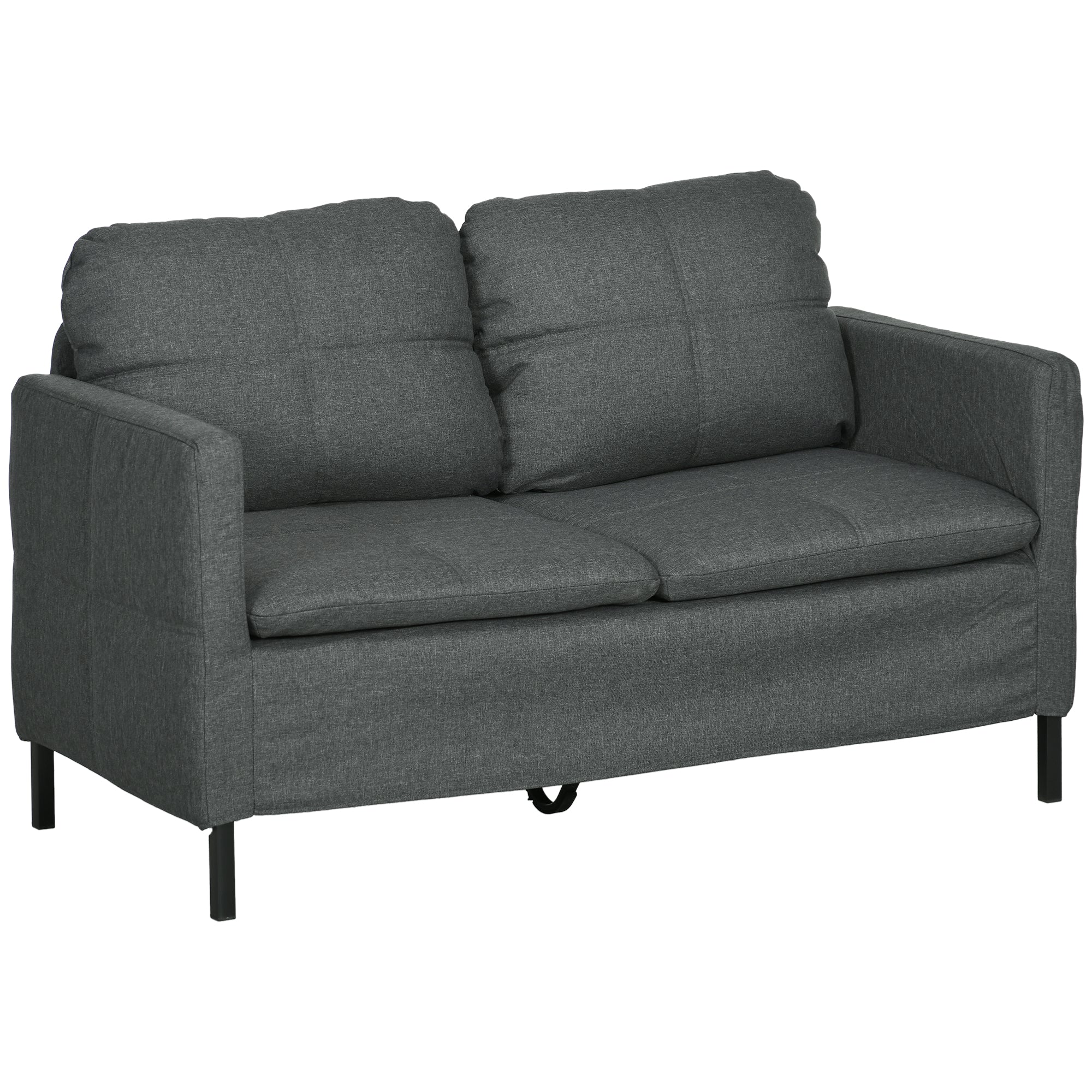 53" 2 Seat Sofa - Dark Grey, Steel Legs, Comfortable, Small Space-DECOROLALA