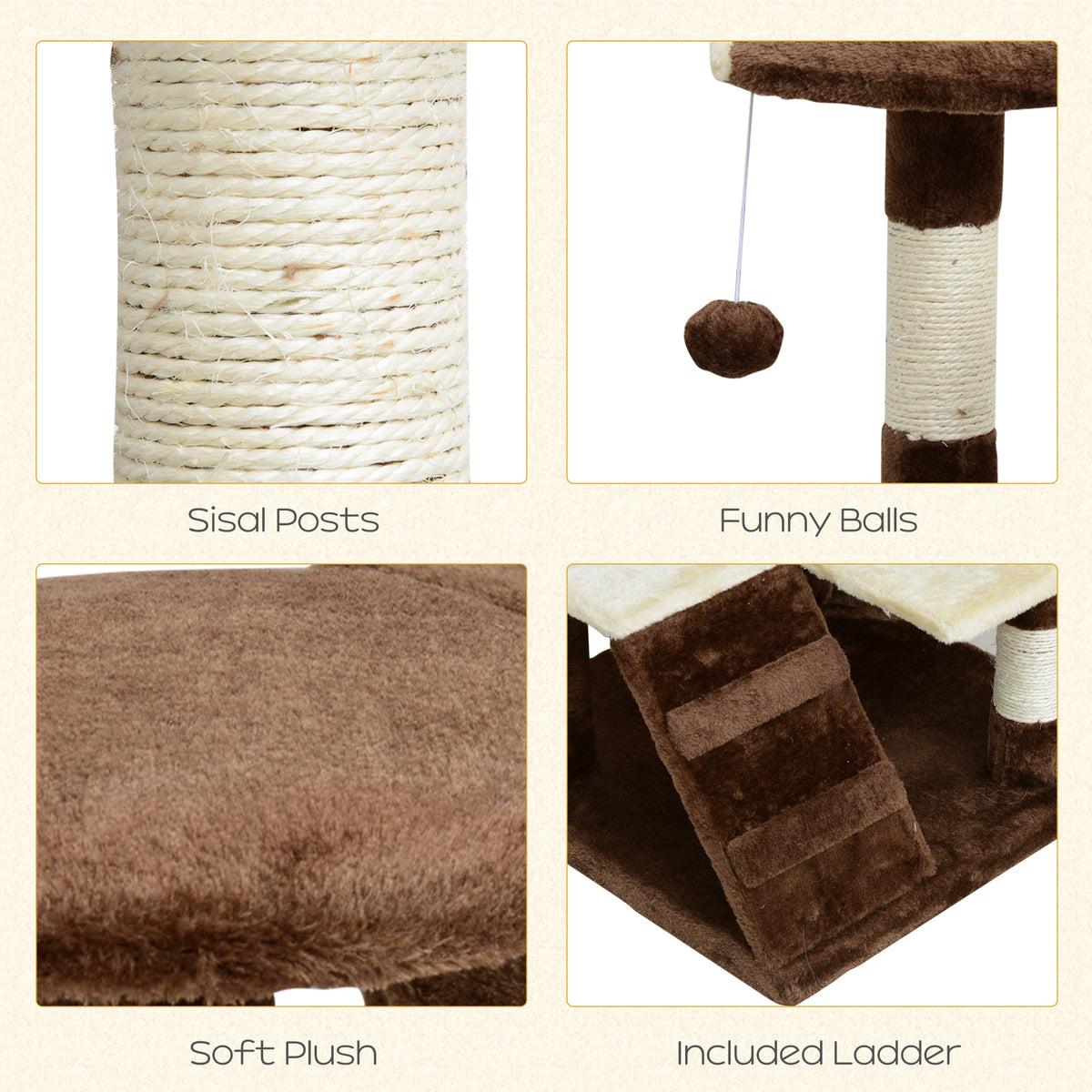 53" Multi-Level Cat Tree - Brown and Beige Activity Center-Cats-DECOROLALA