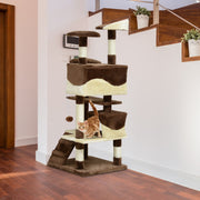 53" Multi-Level Cat Tree - Brown and Beige Activity Center-Cats-DECOROLALA