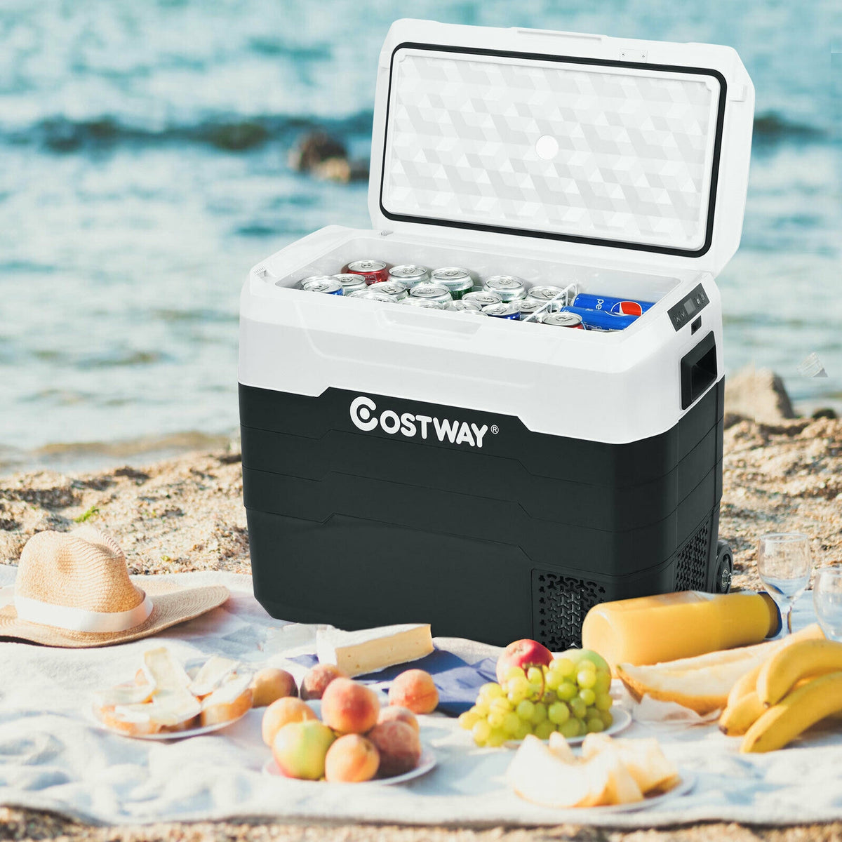 53 QT Portable Dual-Zone Car Refrigerator-White-Coolers-DECOROLALA