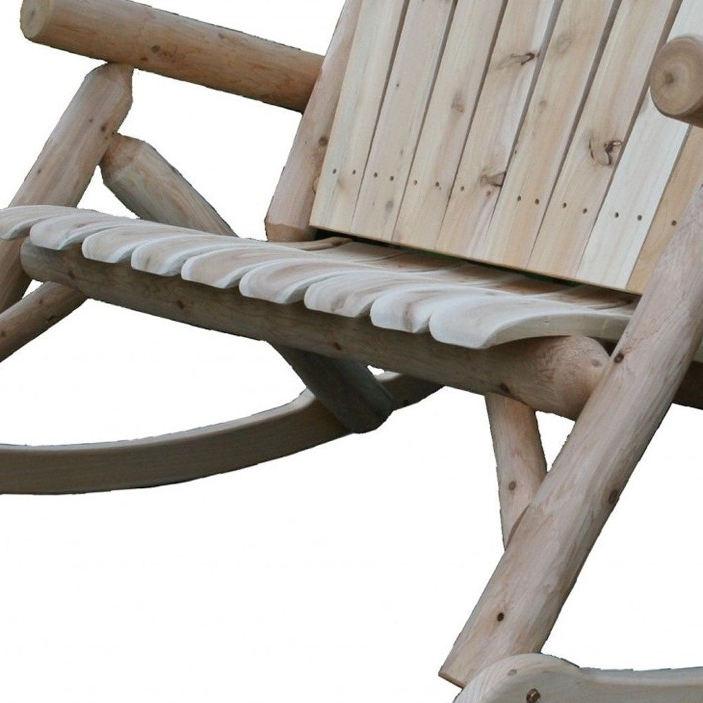 53" X 42" X 40" Natural Wood Rocking Loveseat-Outdoor Chairs-DECOROLALA