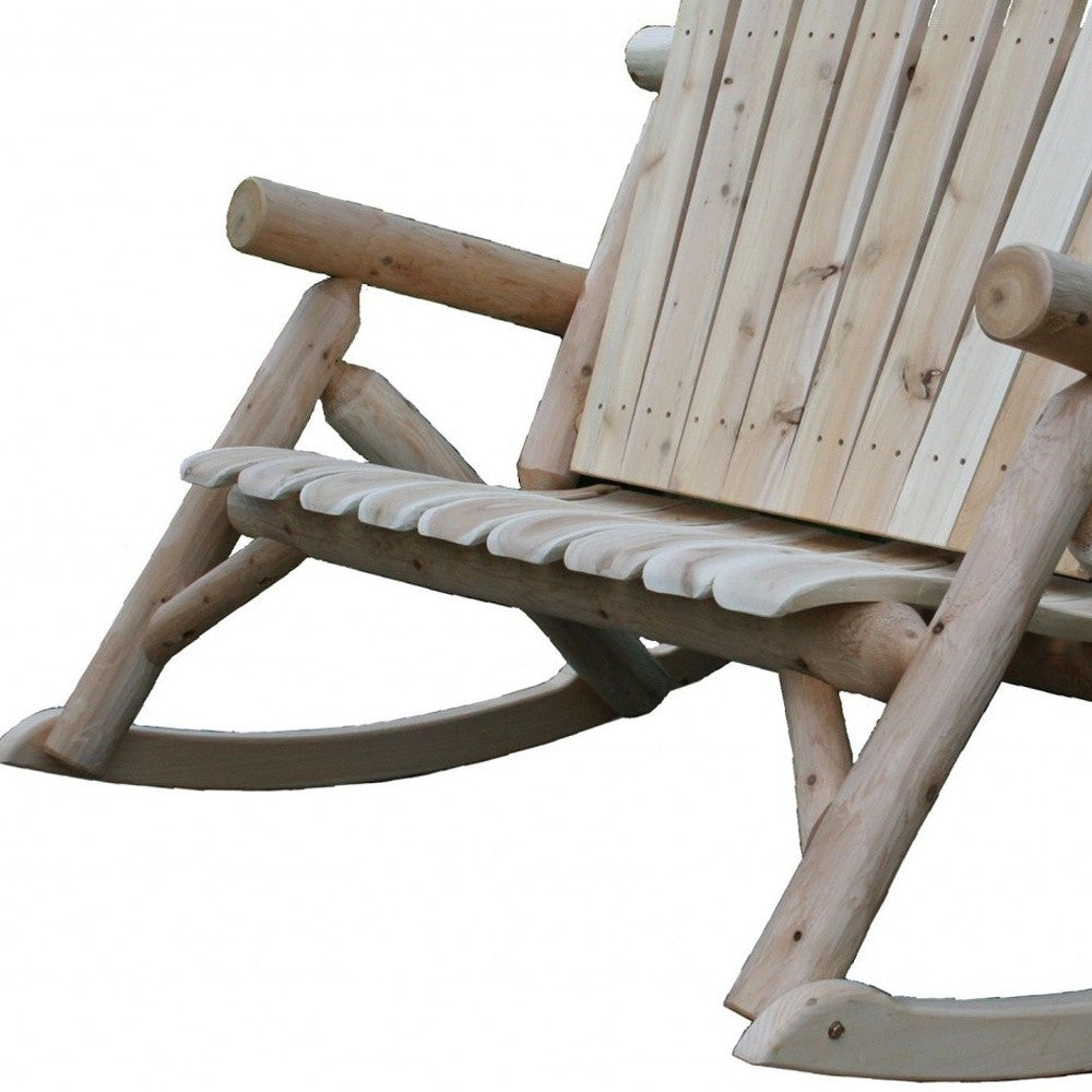 53" X 42" X 40" Natural Wood Rocking Loveseat-Outdoor Chairs-DECOROLALA