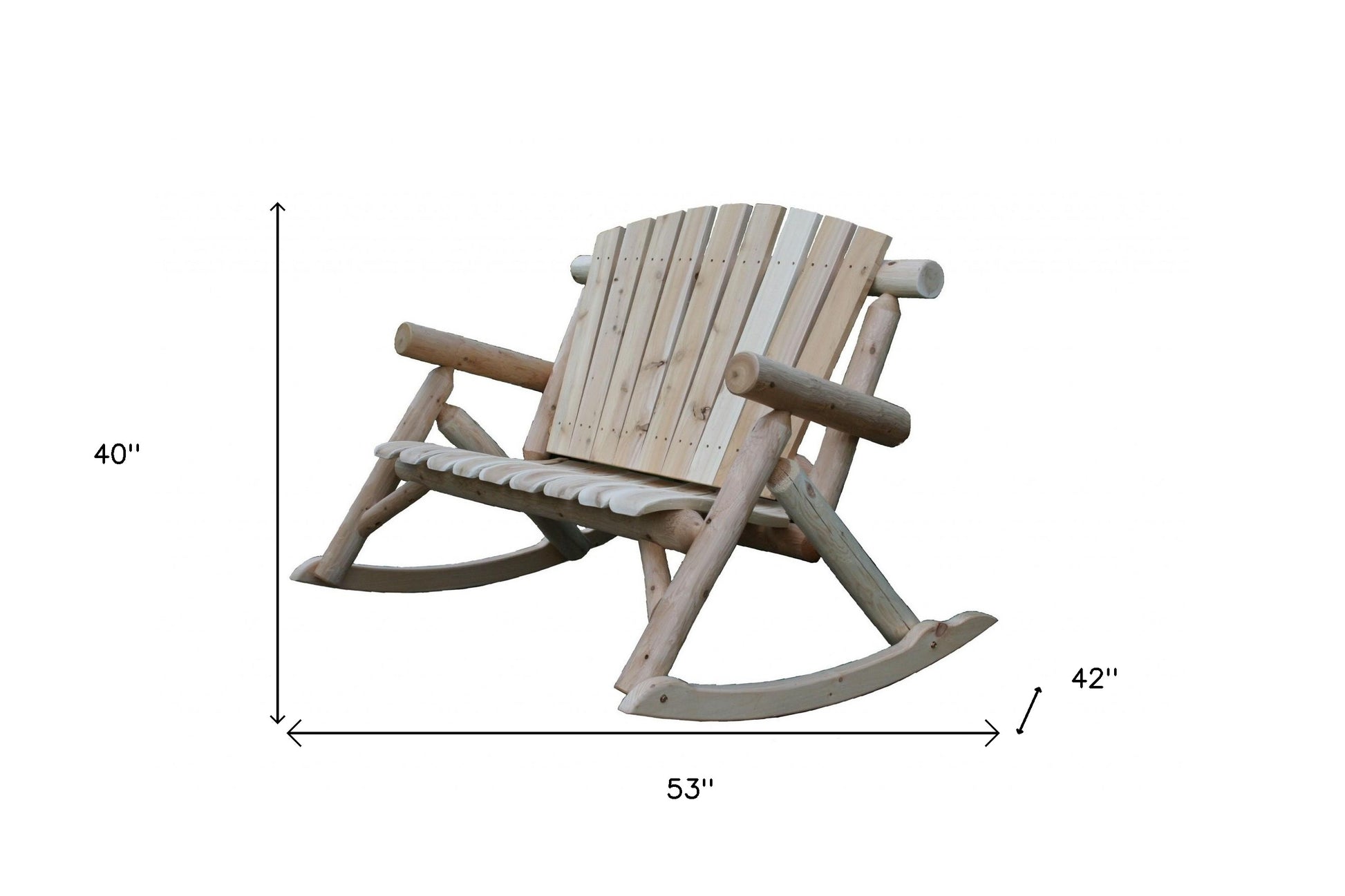 53" X 42" X 40" Natural Wood Rocking Loveseat-Outdoor Chairs-DECOROLALA