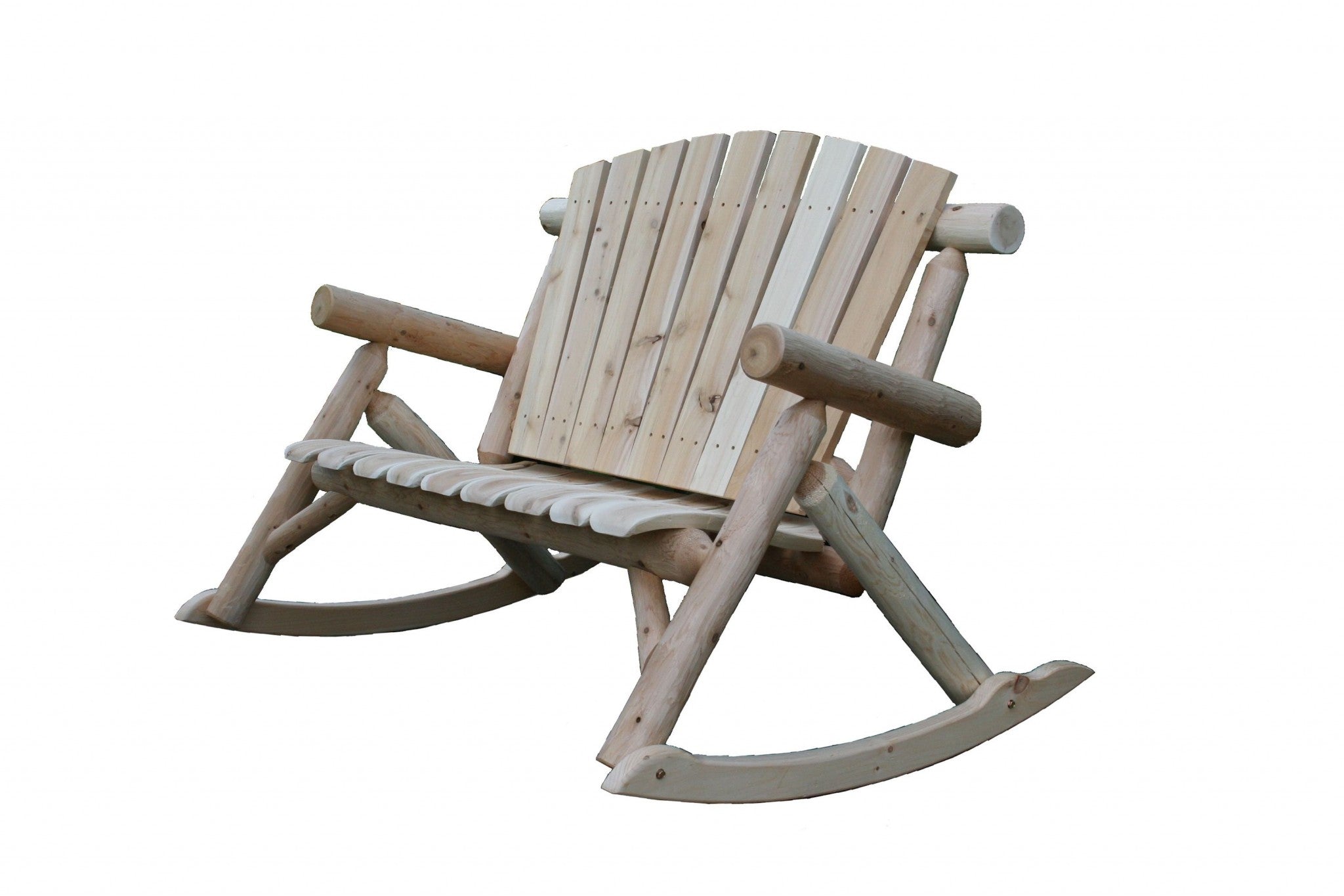 53" X 42" X 40" Natural Wood Rocking Loveseat-Outdoor Chairs-DECOROLALA