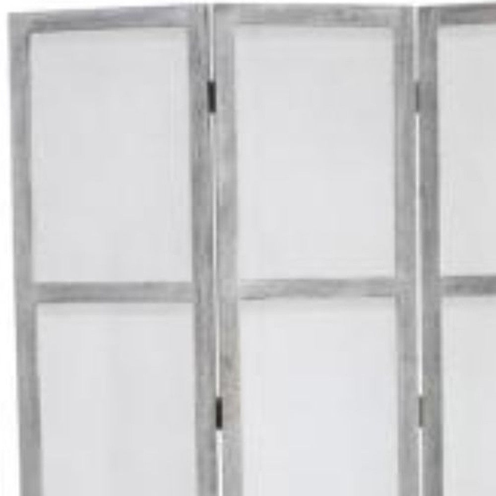 53" X 67" Gray Wood Breezer Mesh Screen-Room Dividers-DECOROLALA