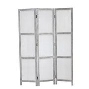 53" X 67" Gray Wood Breezer Mesh Screen-Room Dividers-DECOROLALA