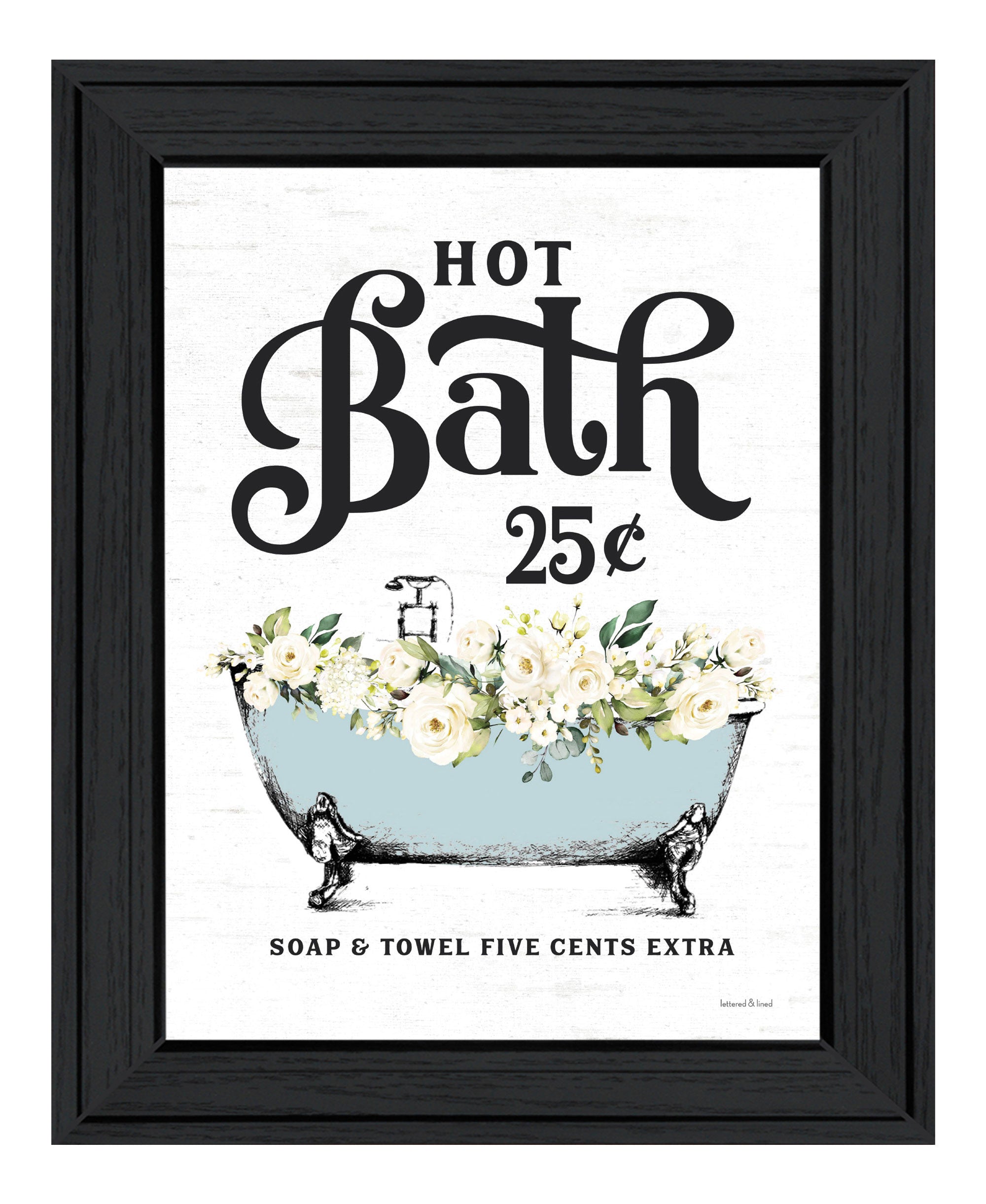 Hot Bath Black Framed Print Bathroom Wall Art-1