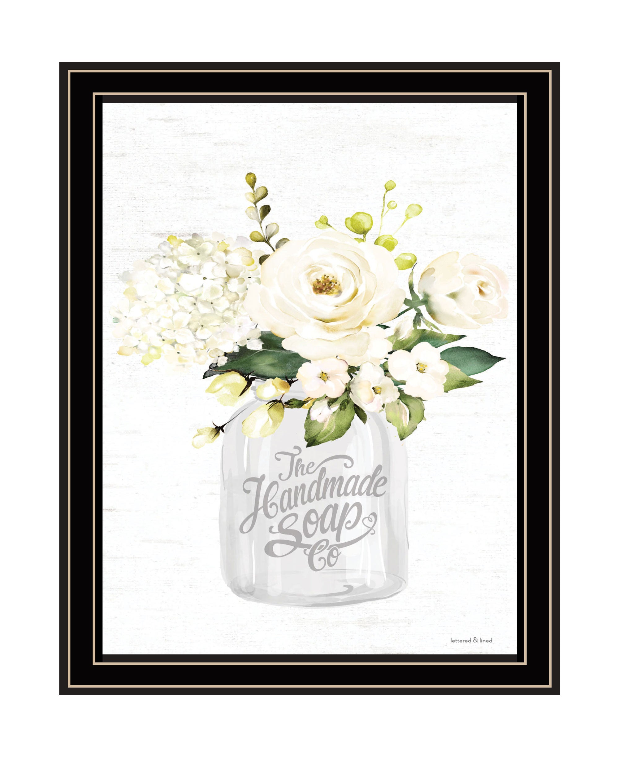 Bathroom Flower Ja Black Framed Print Bathroom Wall Art-1