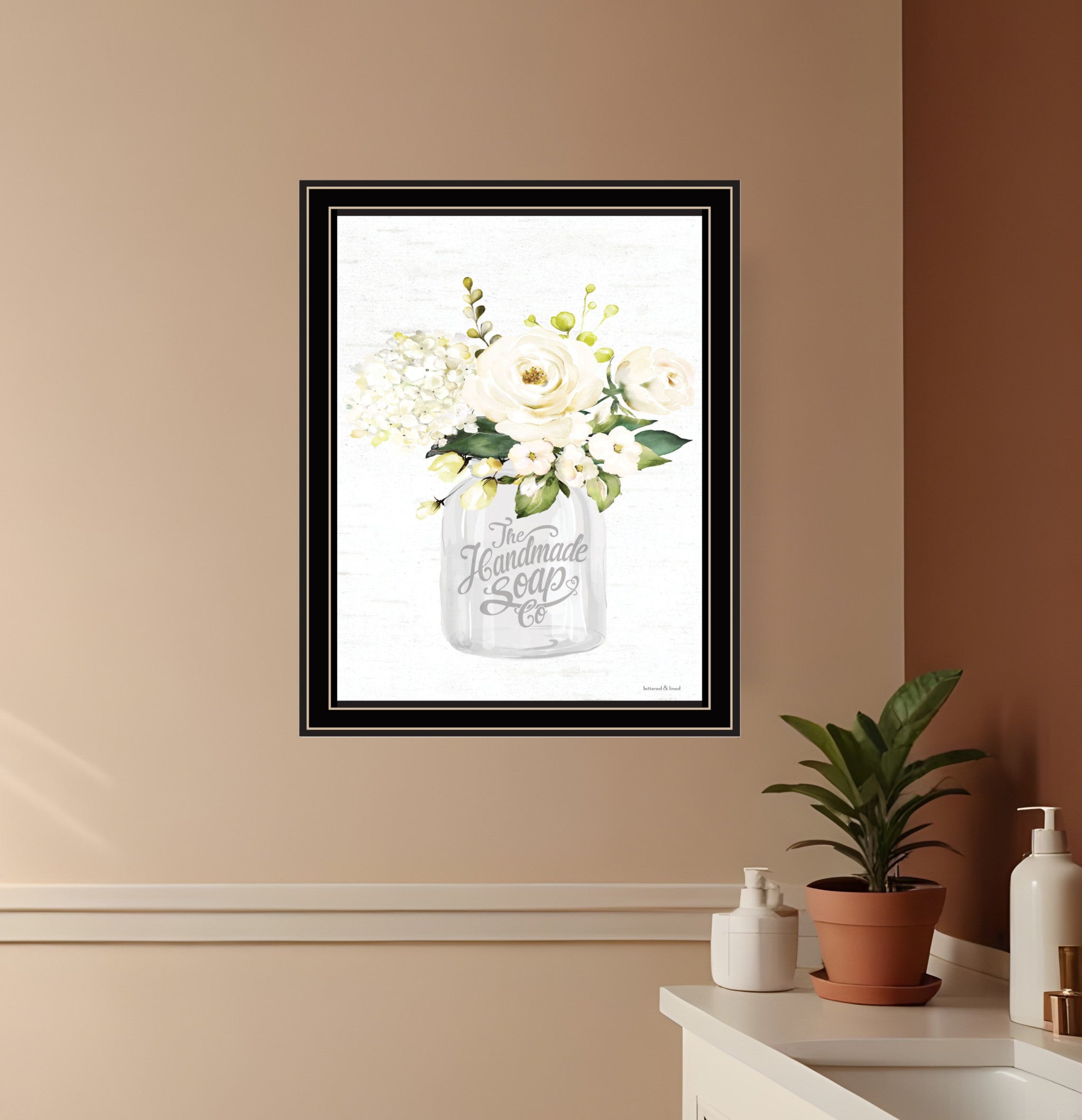 Bathroom Flower Ja Black Framed Print Bathroom Wall Art-0