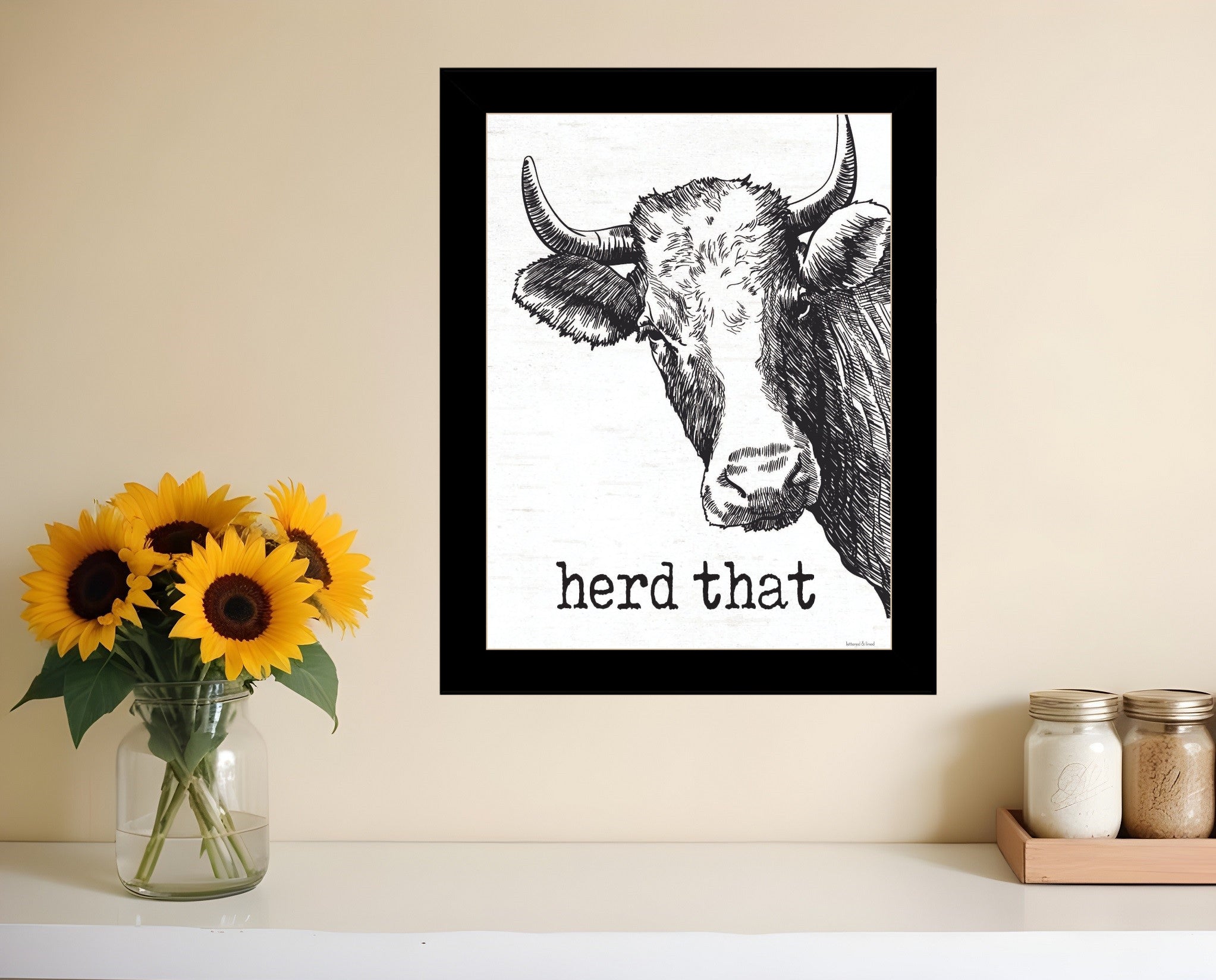 Herd That Black Framed Print Bathroom Wall Art-0