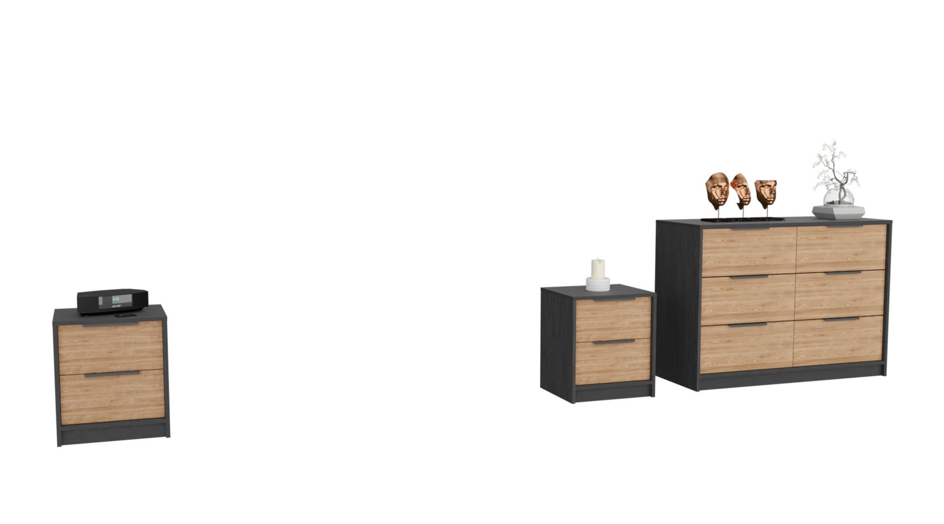 Three Piece Brown and Black Bedroom Set-Bedroom Furniture Sets-DECOROLALA