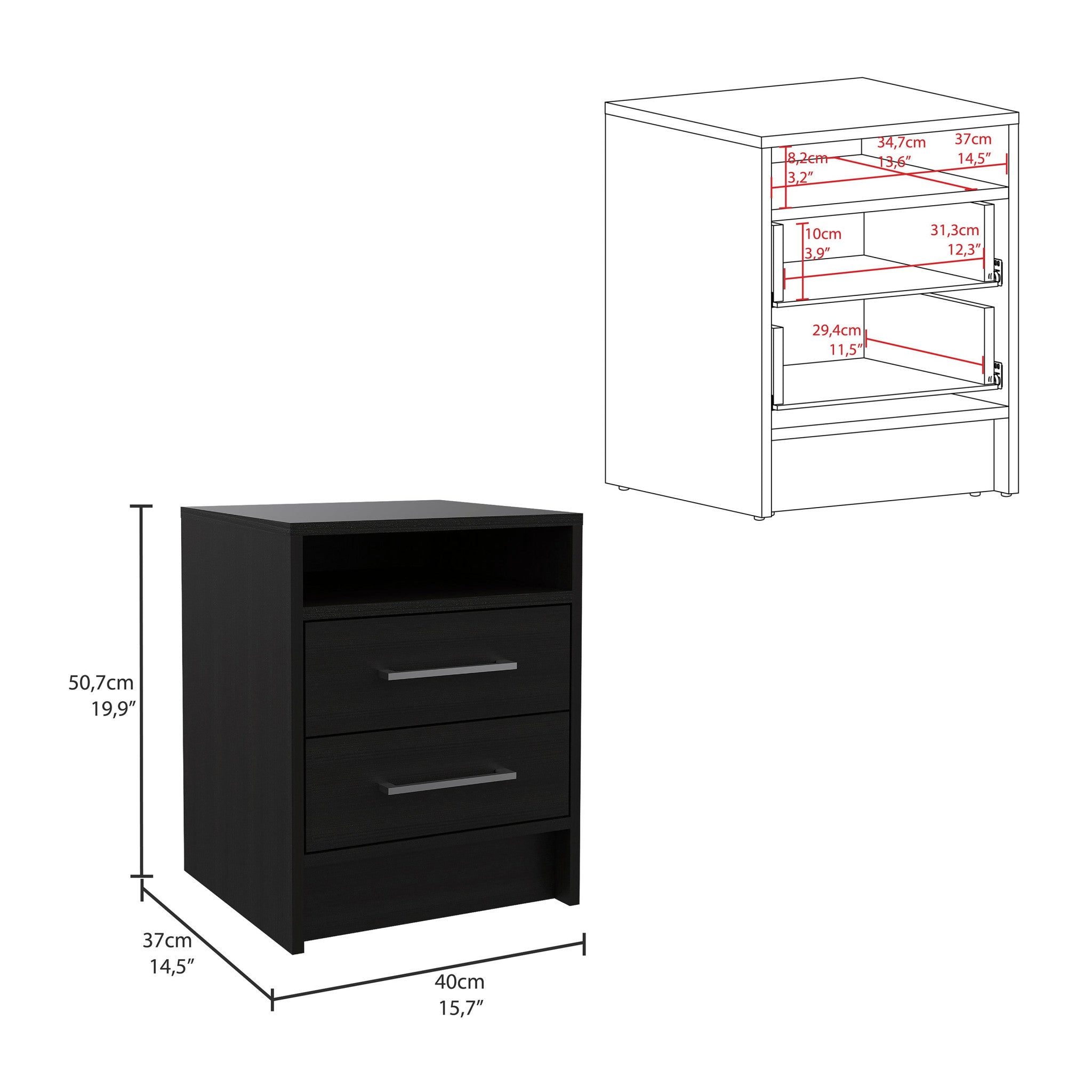 Two Piece Black and Gray Bedroom Set-Bedroom Furniture Sets-DECOROLALA