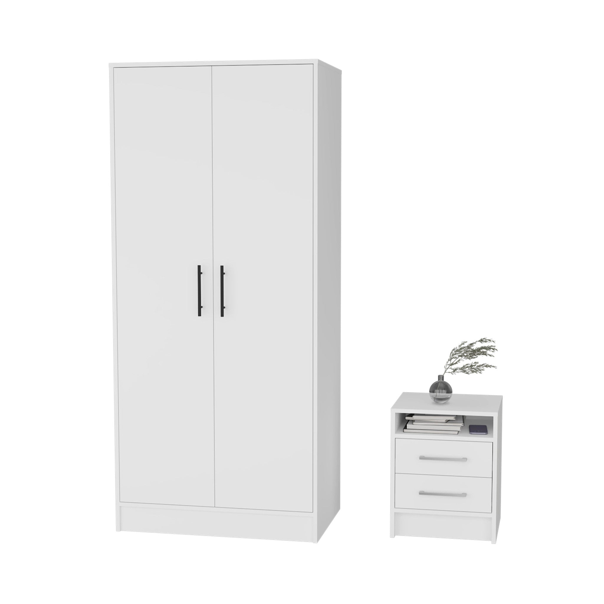 Two Piece White Bedroom Set-Bedroom Furniture Sets-DECOROLALA