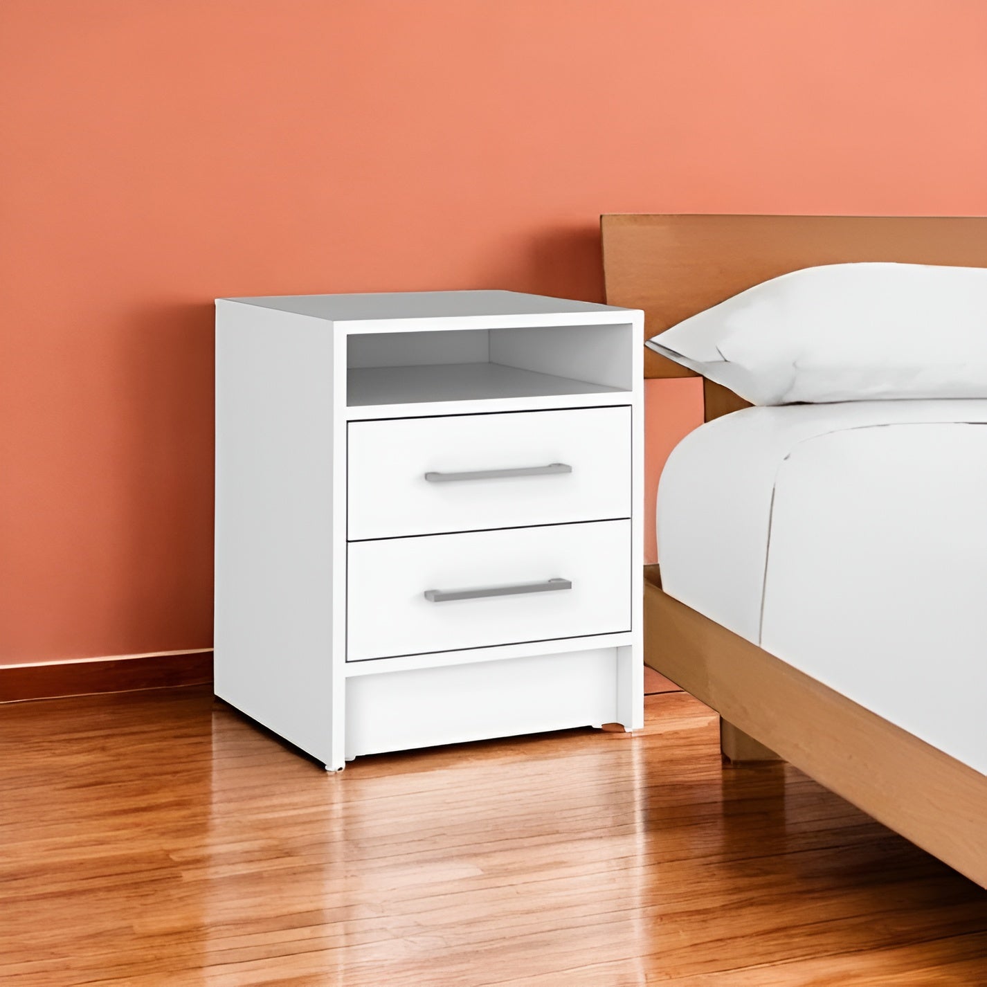 Two Piece White Bedroom Set-Bedroom Furniture Sets-DECOROLALA