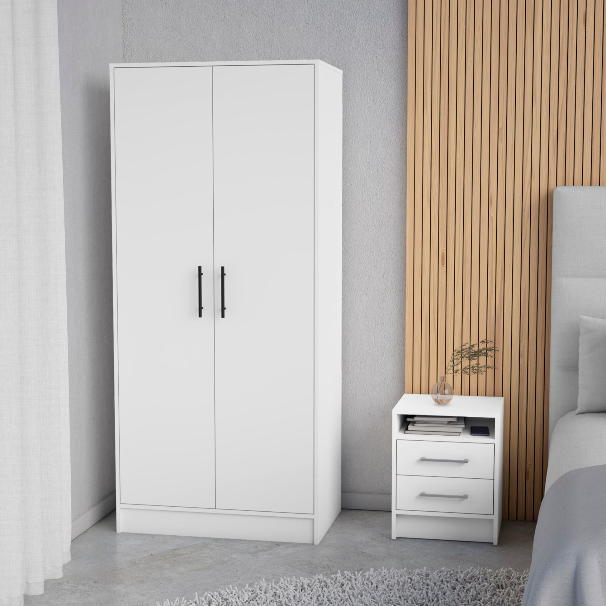 Two Piece White Bedroom Set-Bedroom Furniture Sets-DECOROLALA
