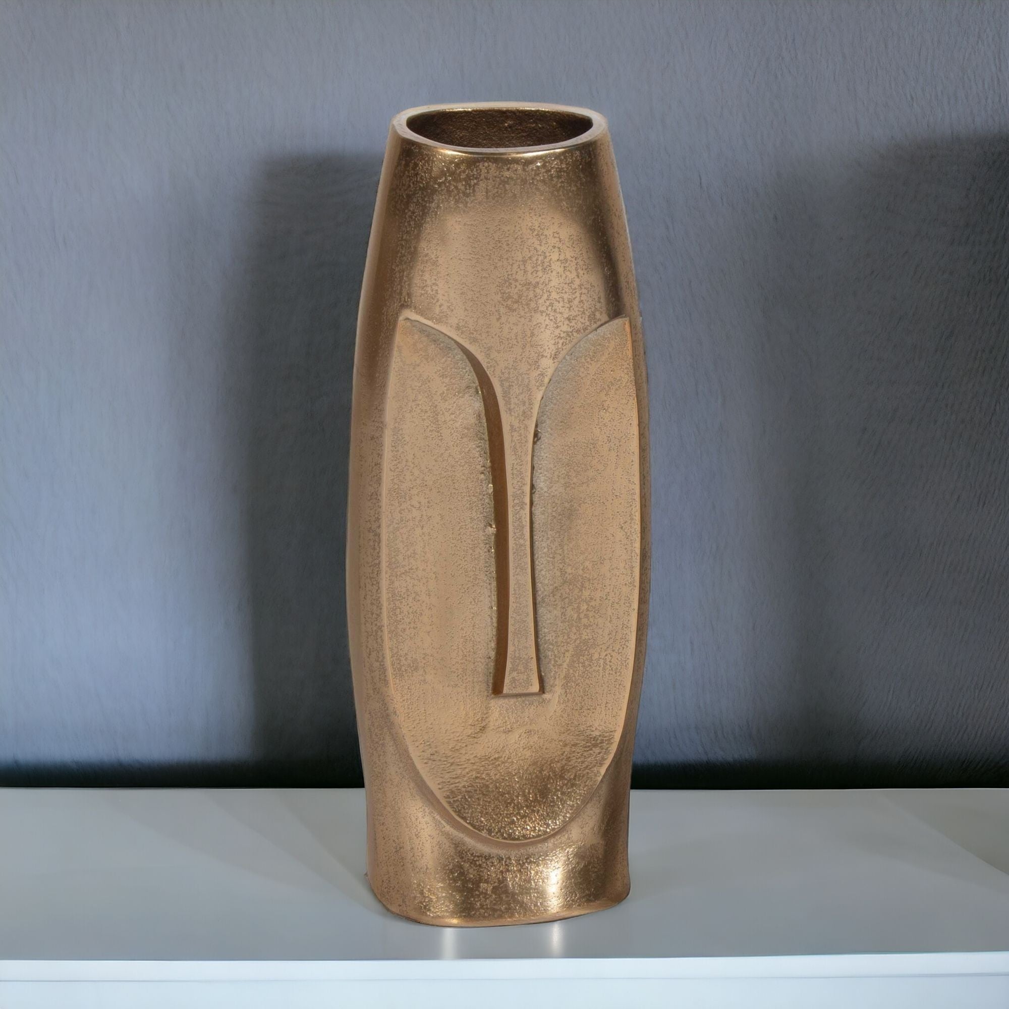 13" Gold Aluminum Faces Cylinder Table Vase-1