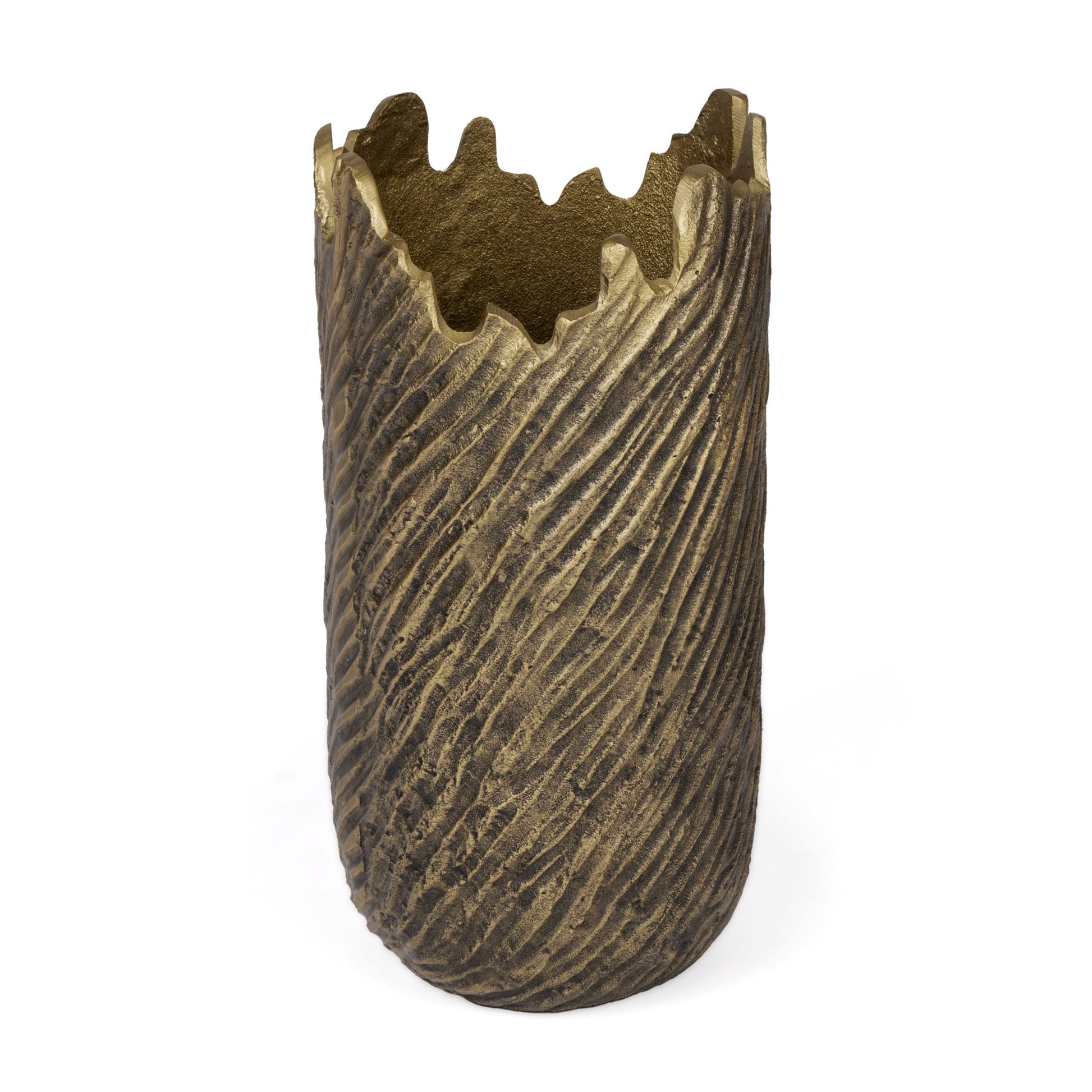 17" Gold Abstract Aluminum Table Vase-Vases-DECOROLALA