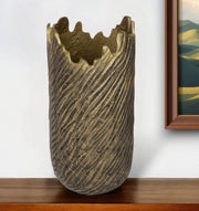 17" Gold Abstract Aluminum Table Vase-Vases-DECOROLALA