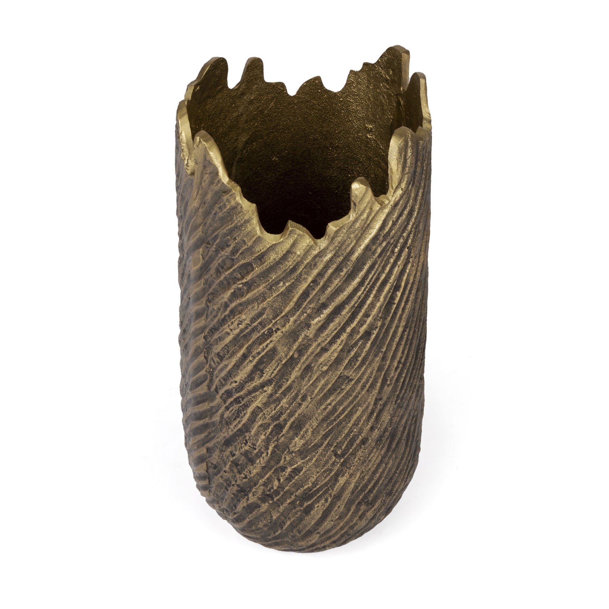 17" Gold Abstract Aluminum Table Vase-Vases-DECOROLALA