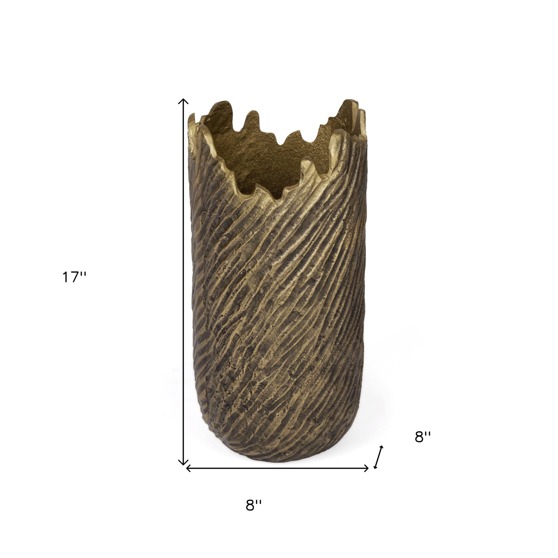 17" Gold Abstract Aluminum Table Vase-Vases-DECOROLALA