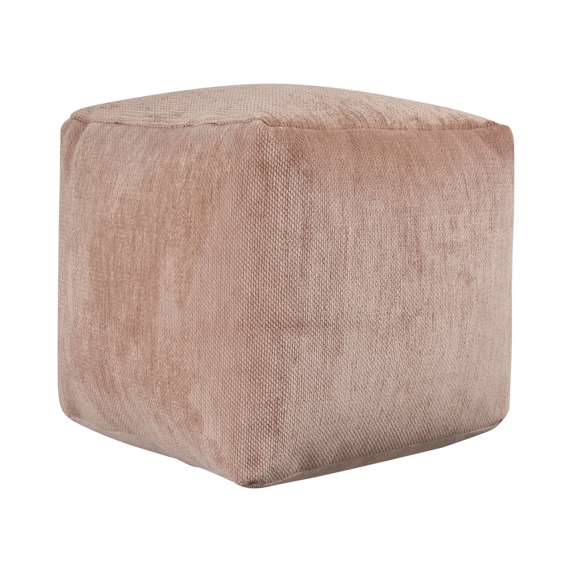 18" Beige Chenille Cube Pouf Ottoman-2