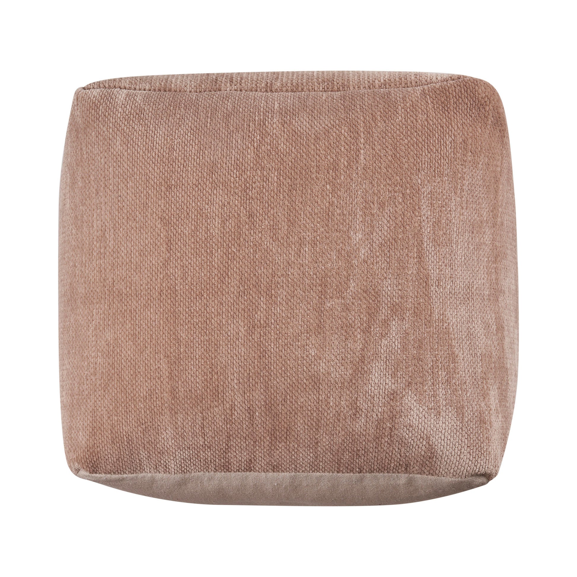 18" Beige Chenille Cube Pouf Ottoman-0