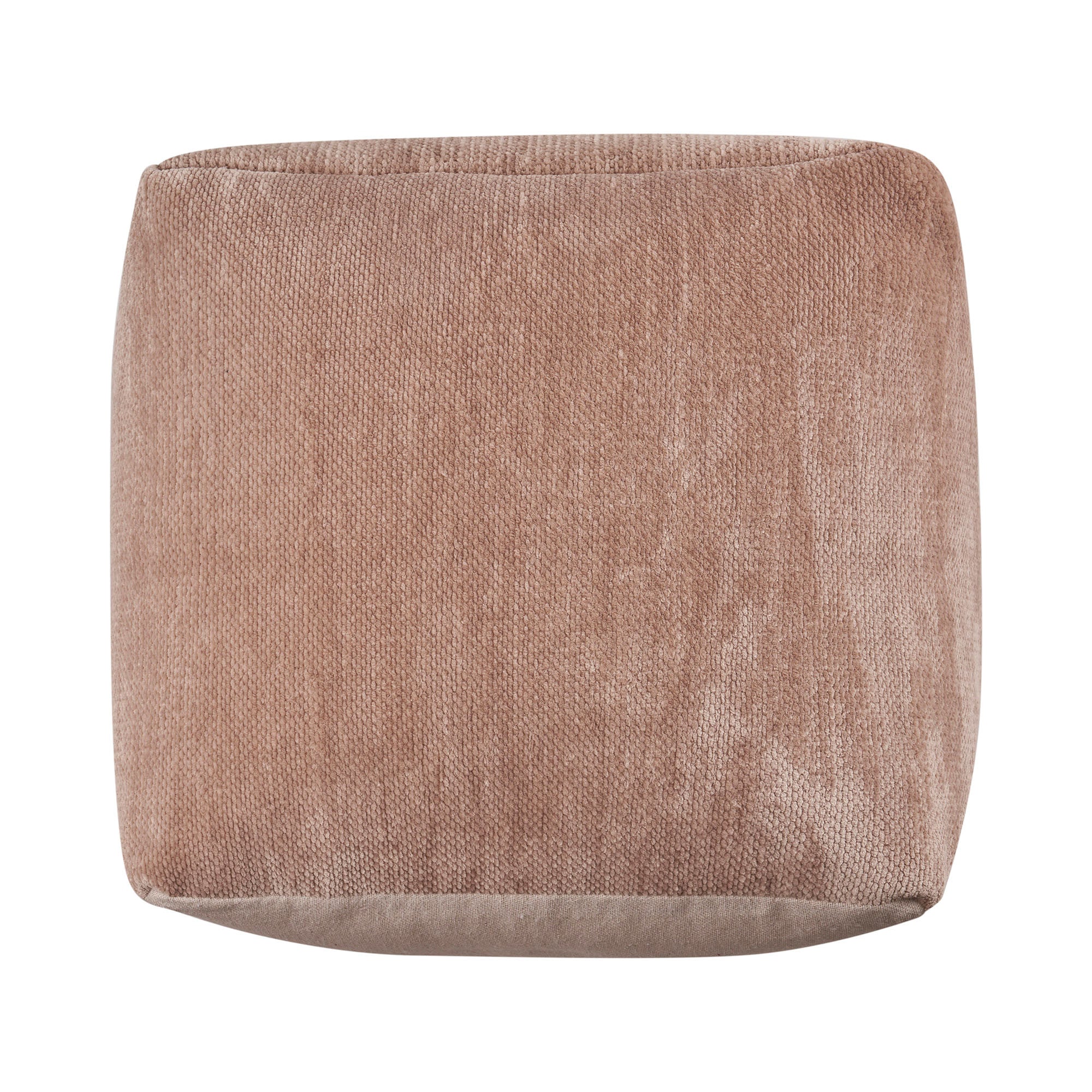 18" Beige Chenille Cube Pouf Ottoman-0