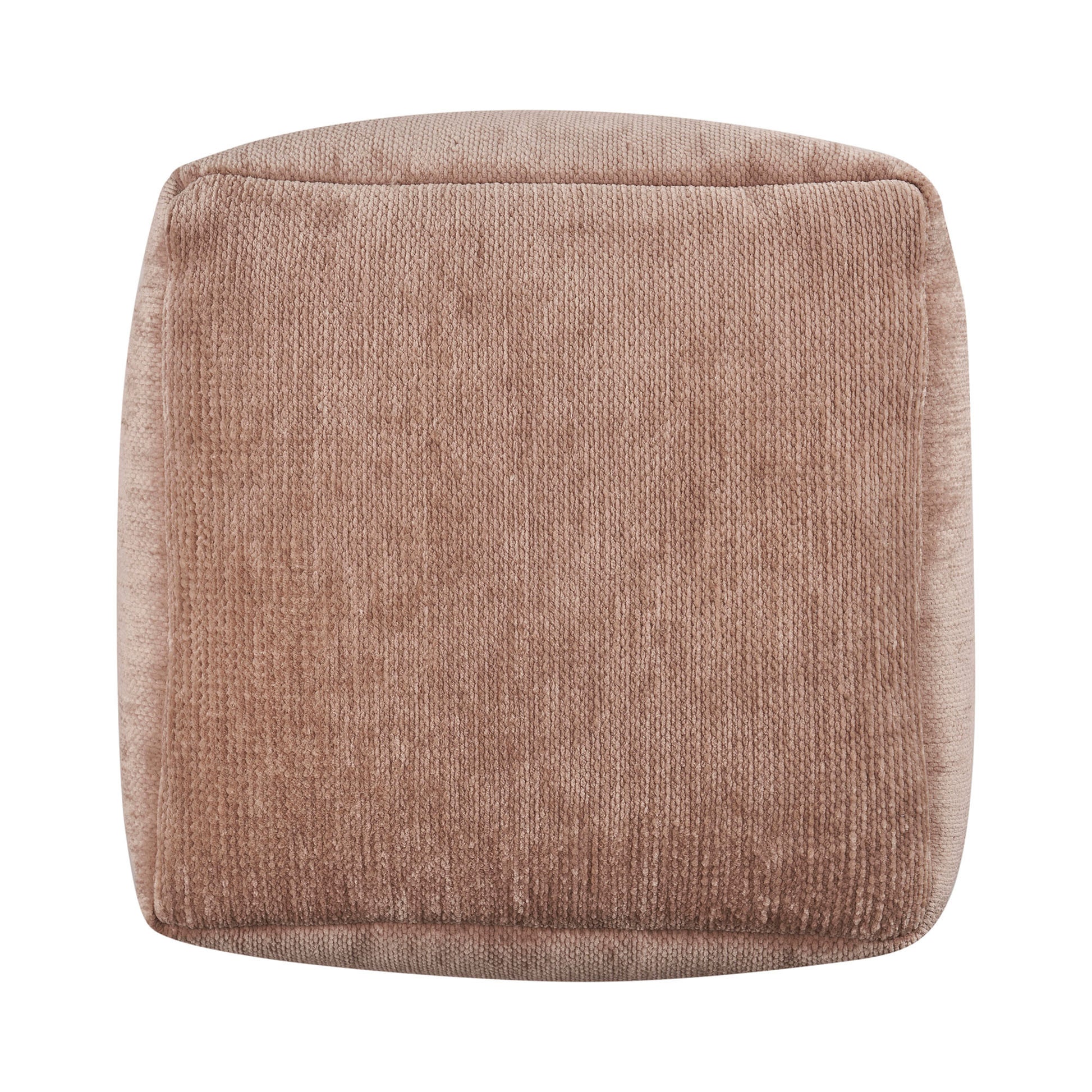 18" Beige Chenille Cube Pouf Ottoman-3