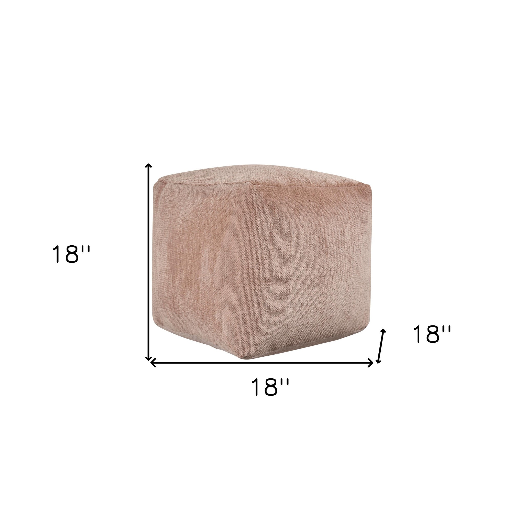 18" Beige Chenille Cube Pouf Ottoman-6