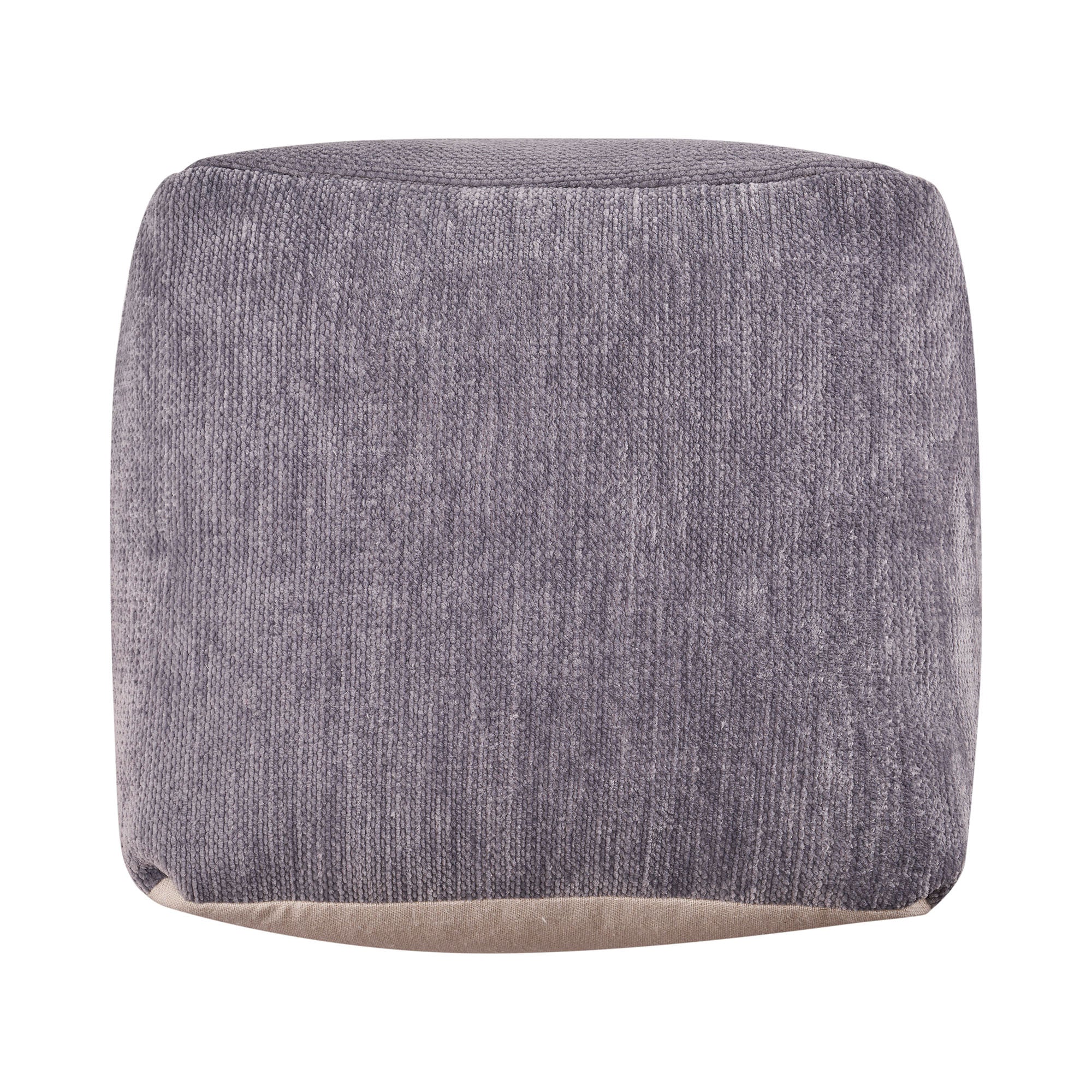 18" Gray Chenille Cube Pouf Ottoman-2