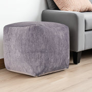 18" Gray Chenille Cube Pouf Ottoman-0