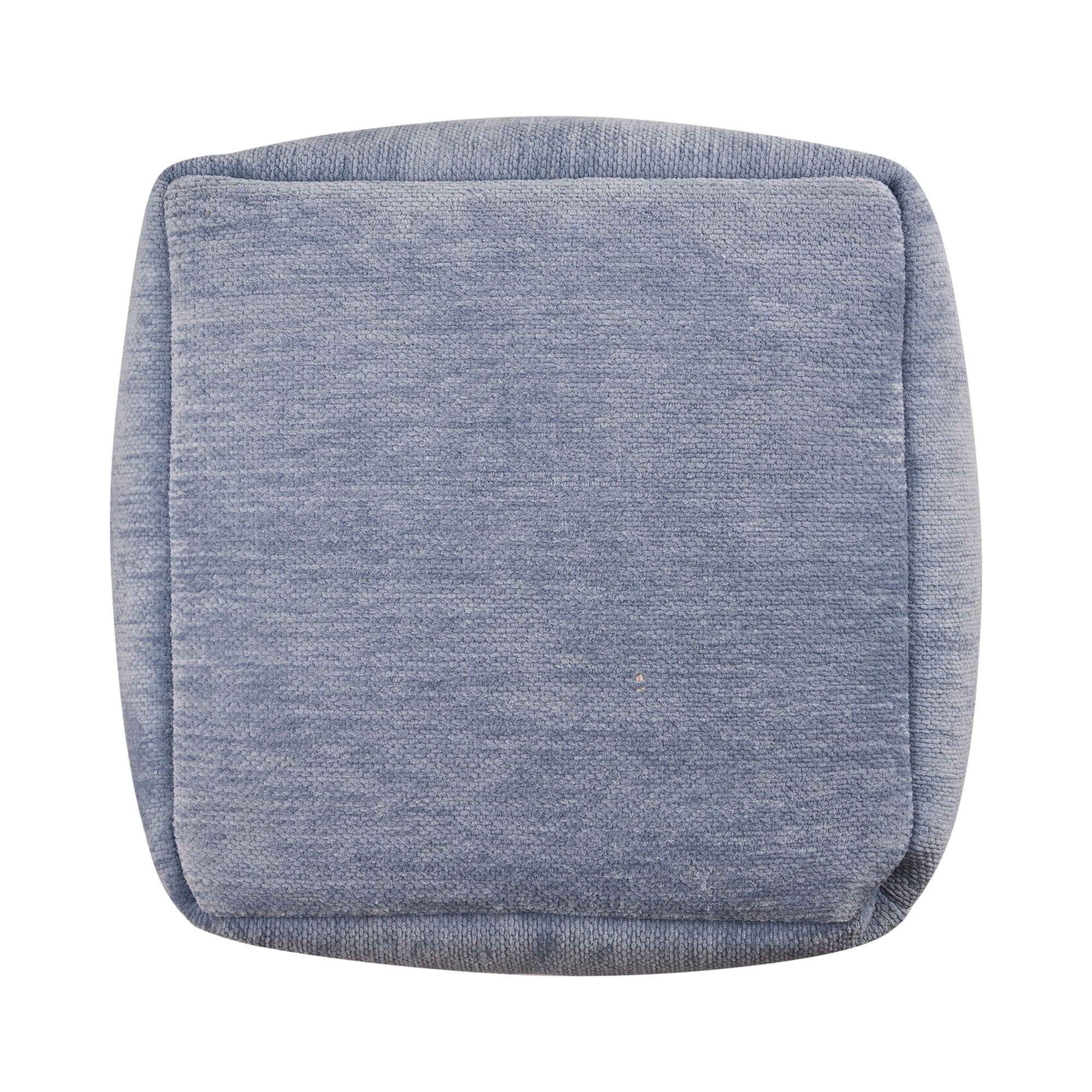 18" Blue Chenille Cube Pouf Ottoman-3