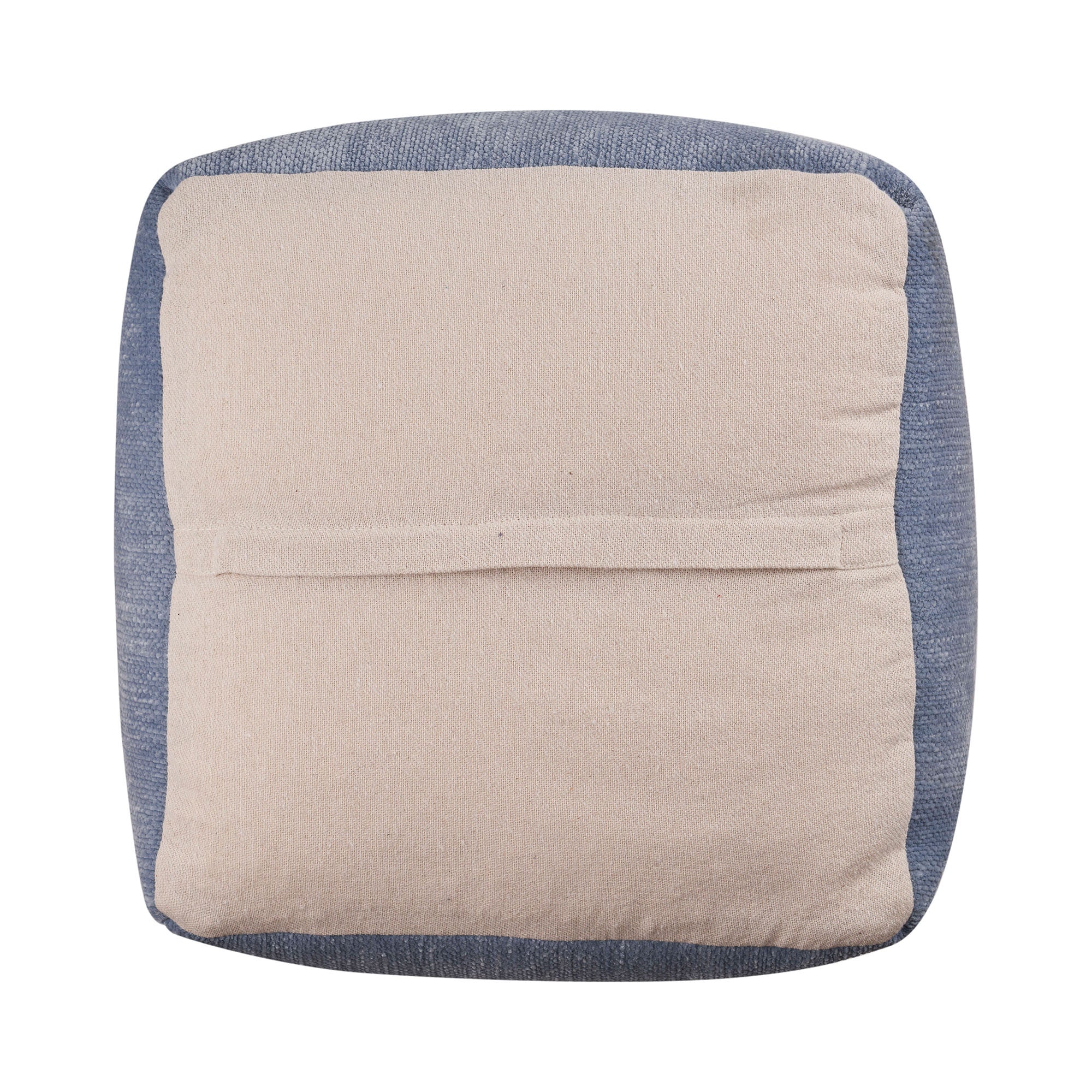 18" Blue Chenille Cube Pouf Ottoman-4