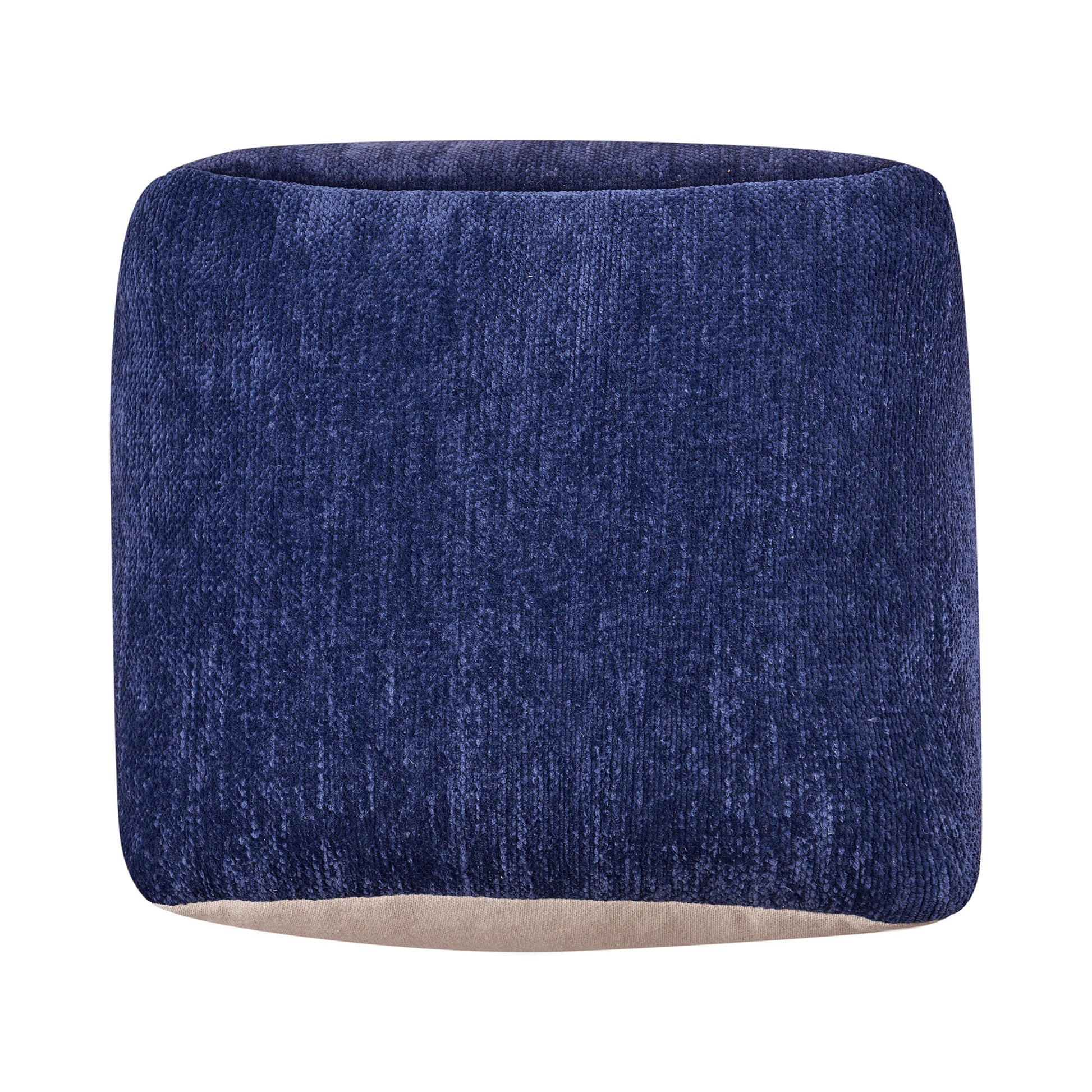 18" Blue Chenille Cube Pouf Ottoman-2