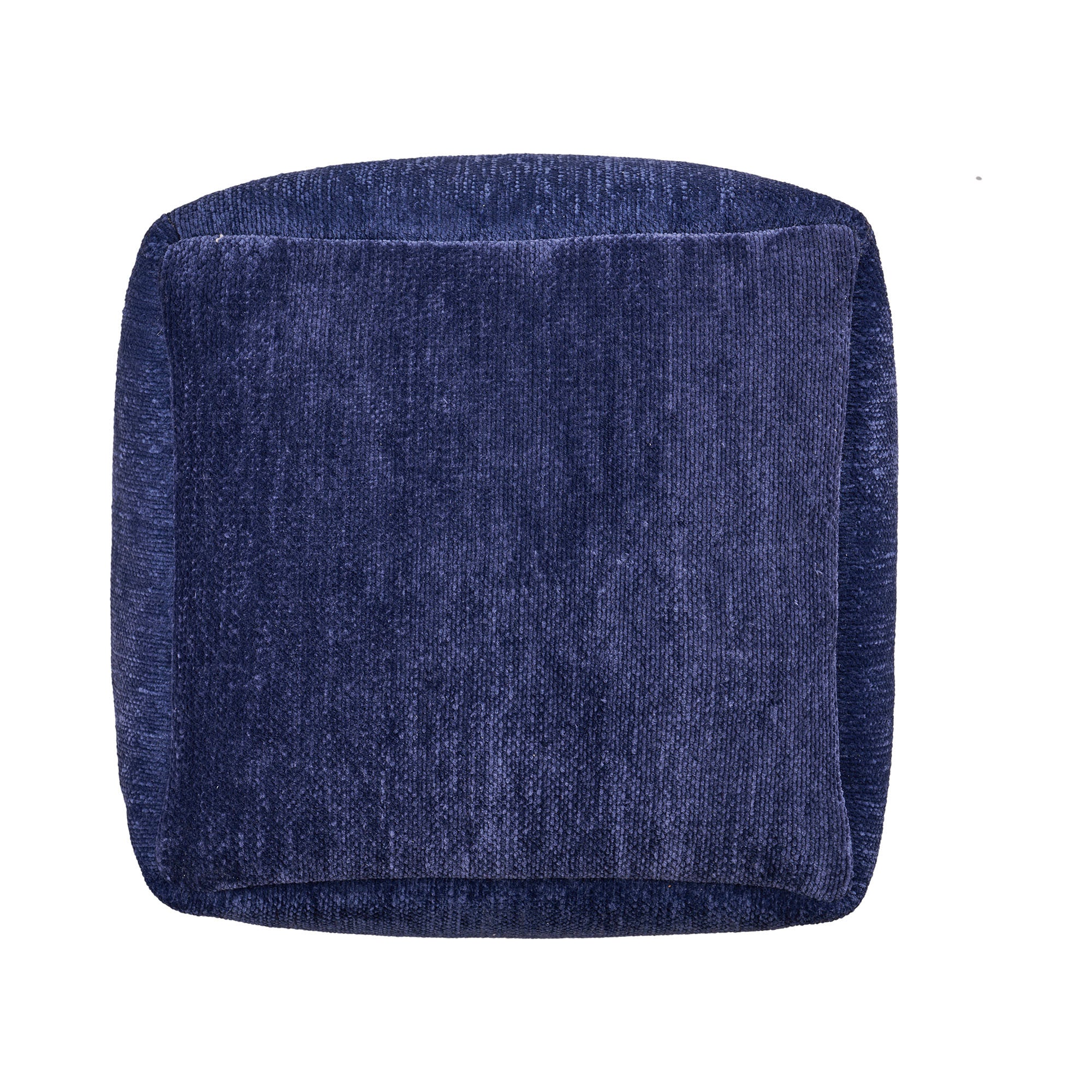 18" Blue Chenille Cube Pouf Ottoman-3